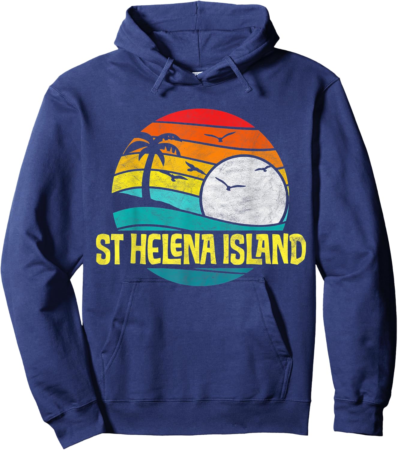 Retro St Helena Island Beach Sun & Surf Eighties Graphic Hoodie - Hoodie | Navy