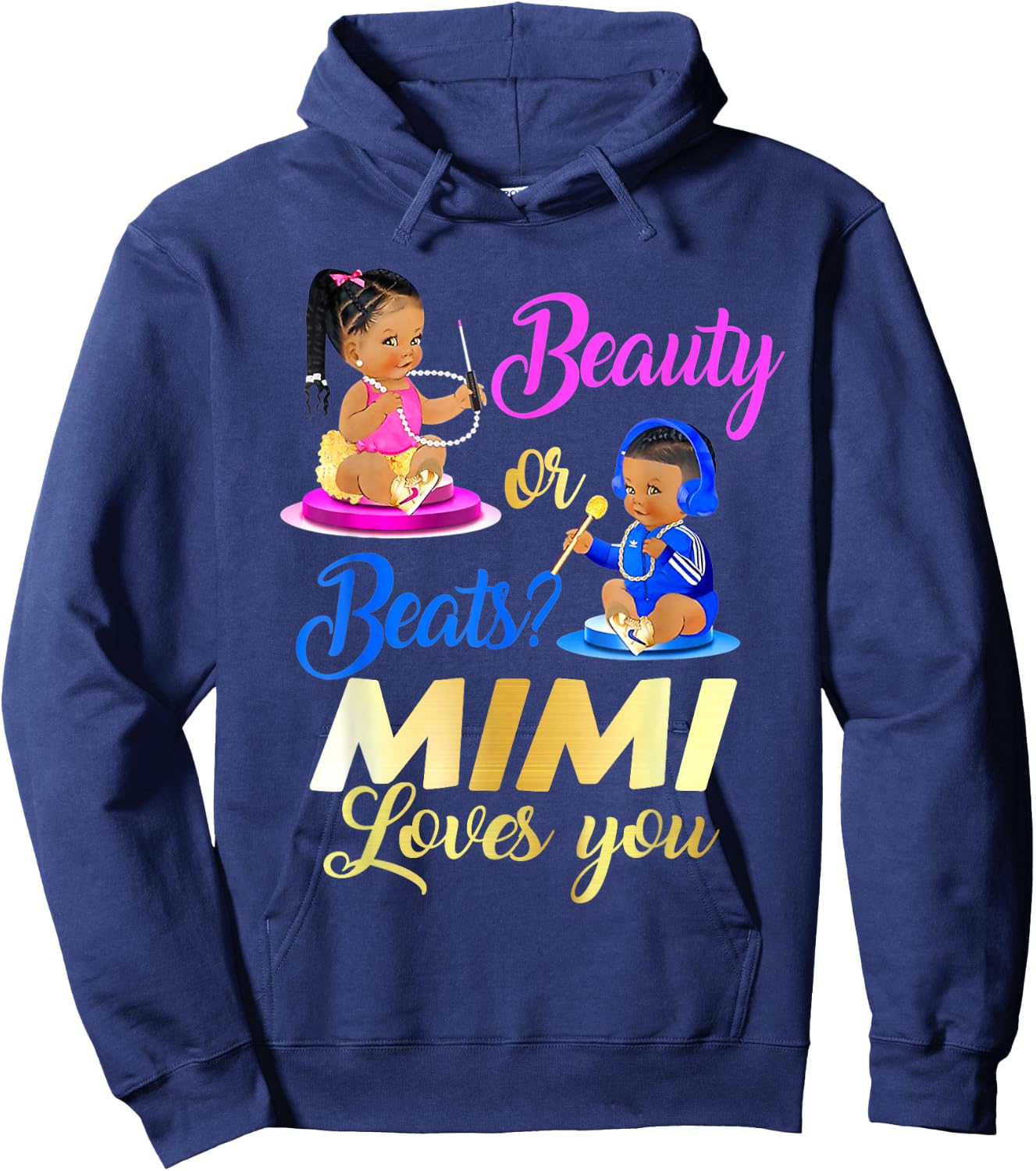 Cute Beauty Or Beat Mimi Loves You - Gender Reveal Party Hoodie - Hoodie | Navy