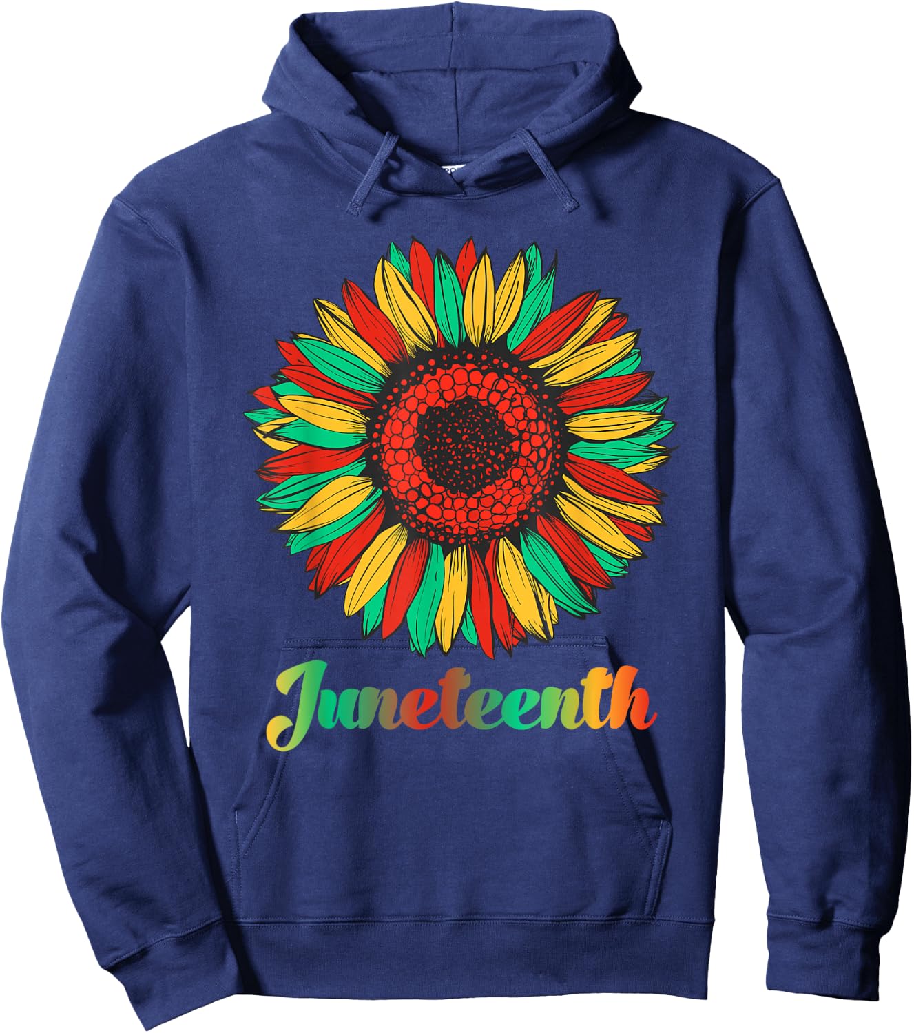 Sunflower Fist Juneteenth Black History African American Hoodie - Hoodie | Navy