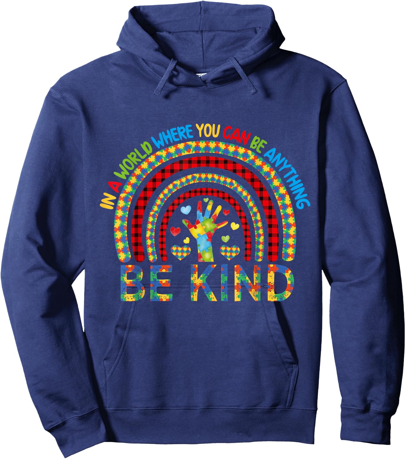 Kindness Autism Awareness Rainbow World Autism Awareness Day Hoodie - Hoodie | Navy