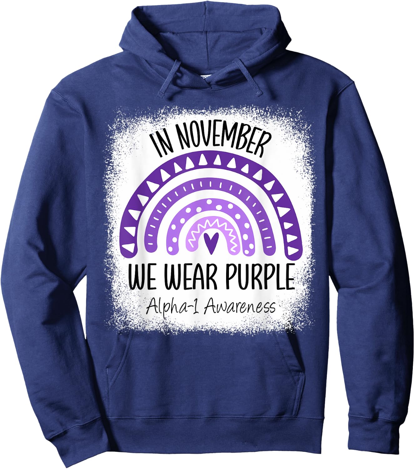 Rainbow Alpha-1 Antitrypsin Deficiency Awareness Month Hoodie - Hoodie | Navy