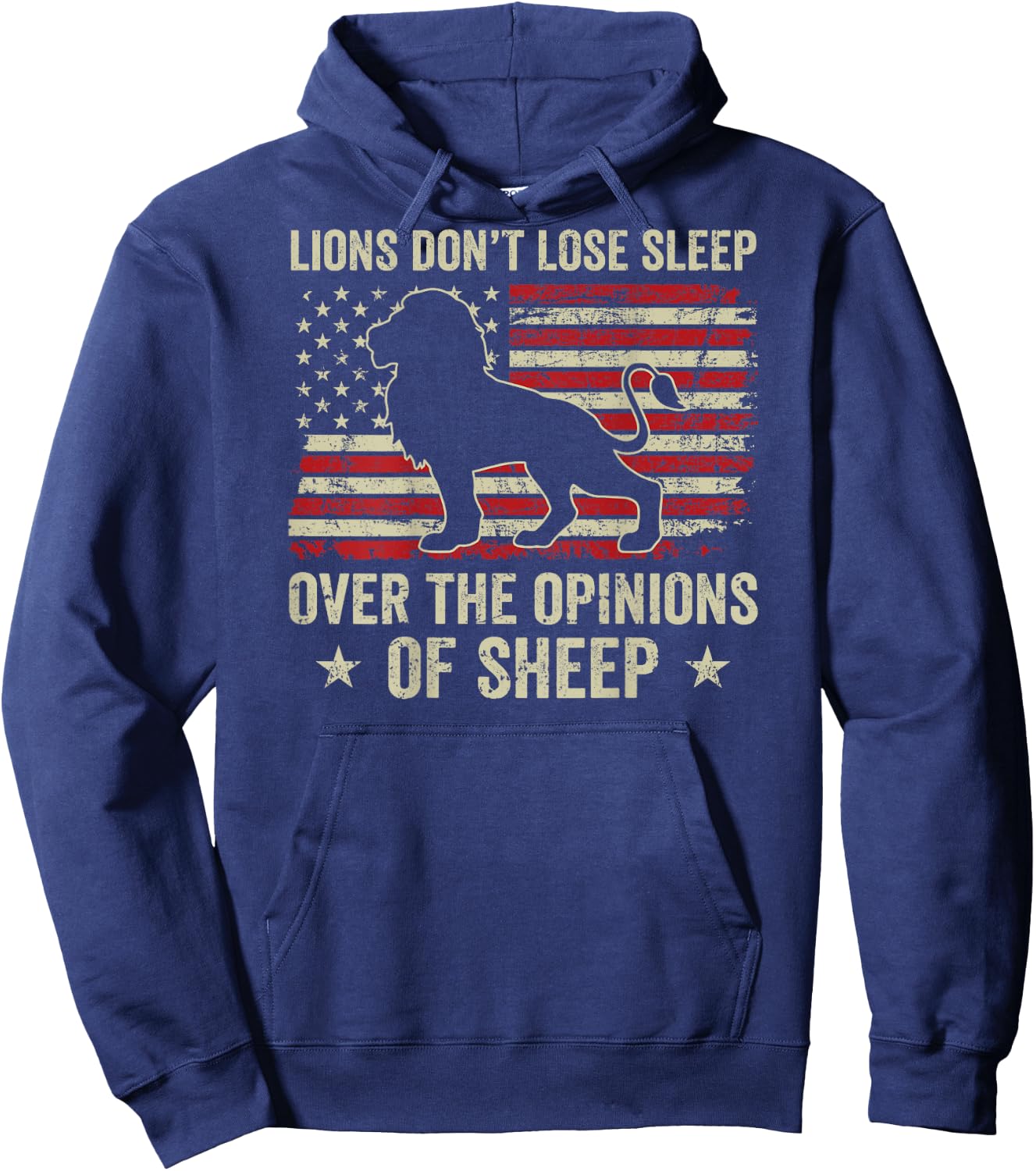 Lions Don't Lose Sleep Over The Opinions Of Sheep (ON BACK) Hoodie - Hoodie | Navy