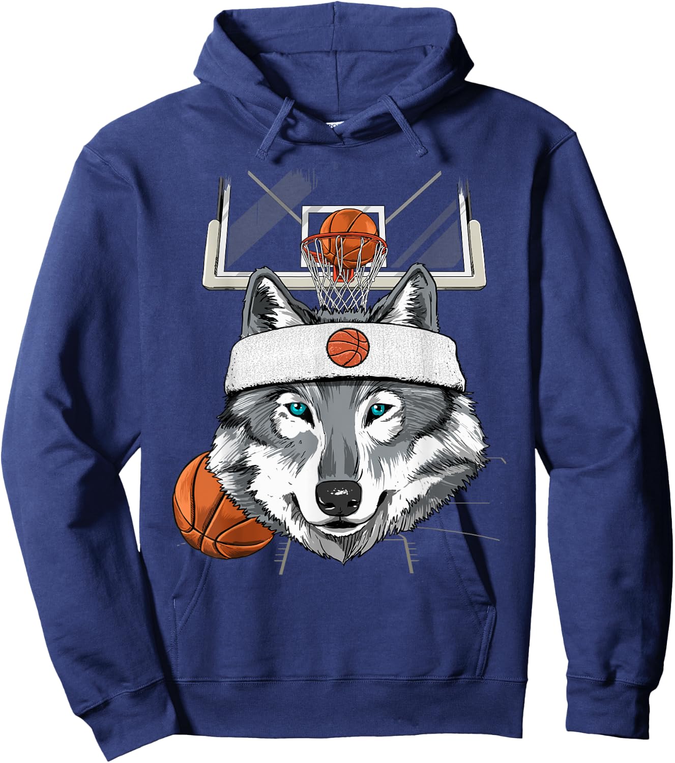 Wolf Basketball Player Coach Sport Basketball Lover Baller Hoodie - Hoodie | Navy