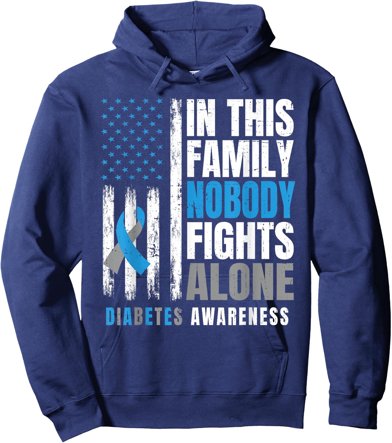 In This Family Nobody Fights Alone Diabetic Warrior Diabetes Hoodie - Hoodie | Navy