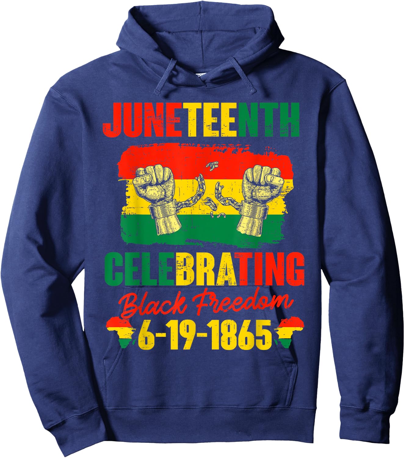 Juneteenth , Juneteenth Celebrating Black Freedom 1865 Hoodie - Hoodie | Navy