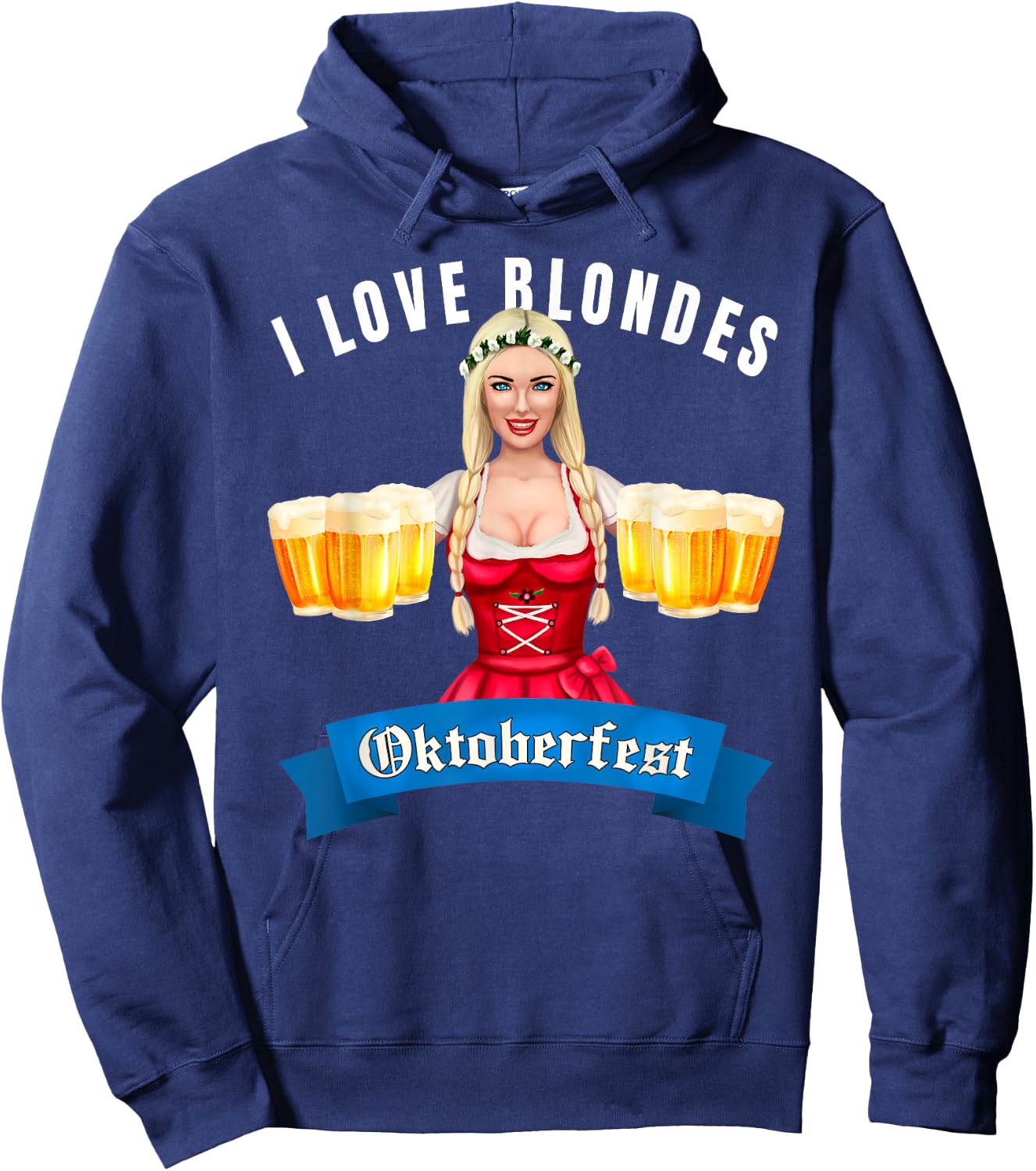 Beer Drinking Festival Oktoberfest Fraulein I Love Blondes Hoodie - Hoodie | Navy
