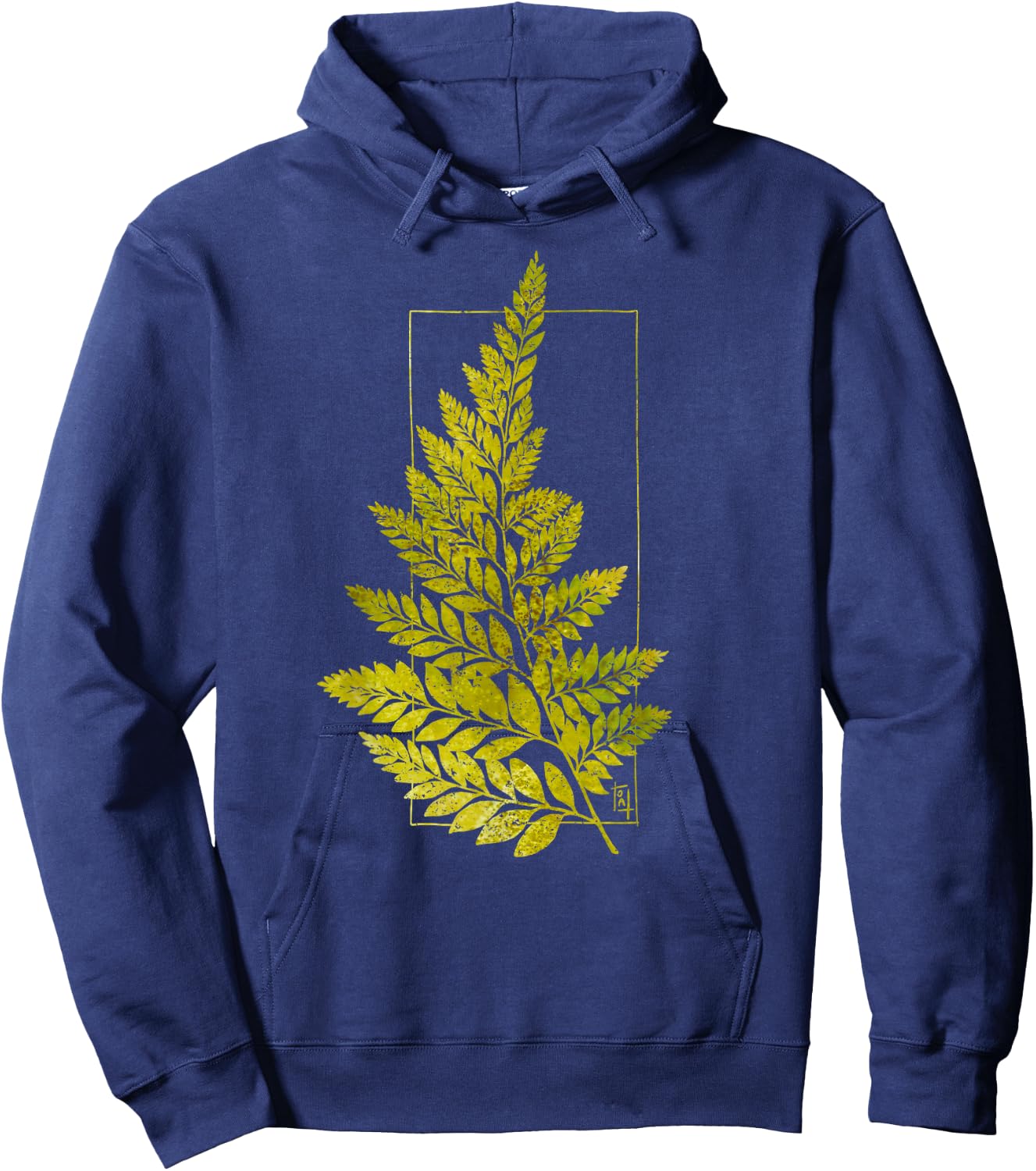 Fern Blockprint II Hoodie - Hoodie | Navy