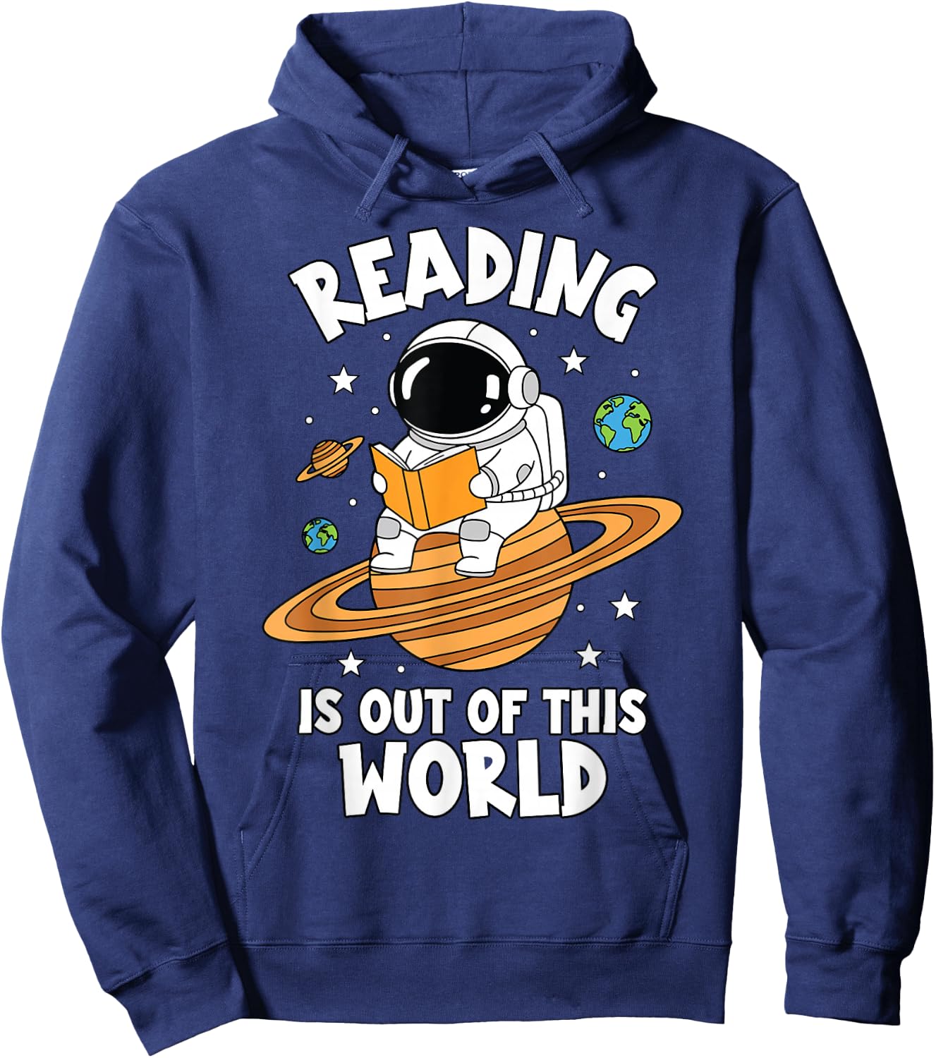 Reading is Out of This World Astronaut Space Book Lover Hoodie - Hoodie | Navy