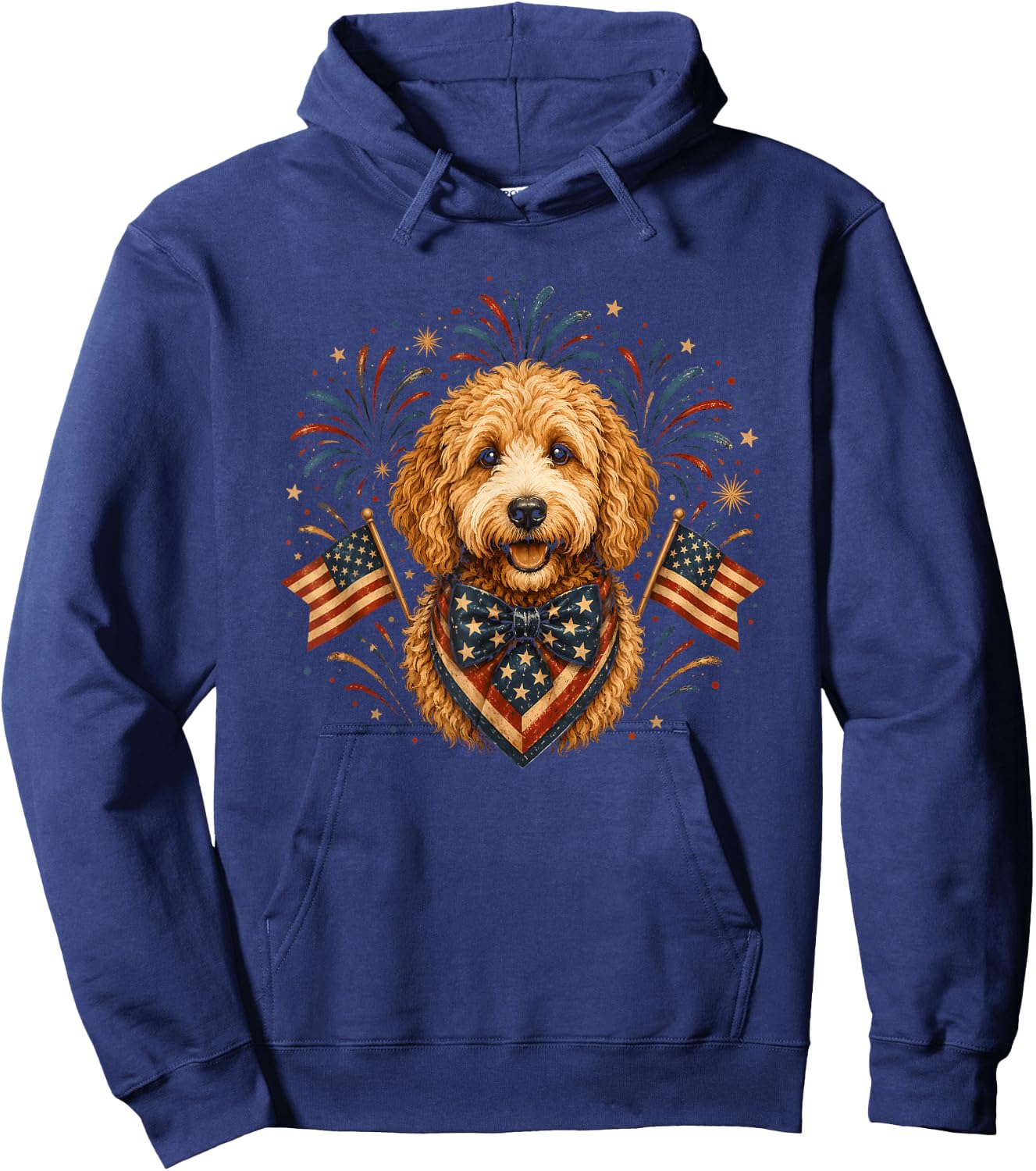 Patriotic Goldendoodle 4th of July American Flag Dog Lover Hoodie - Hoodie | Navy