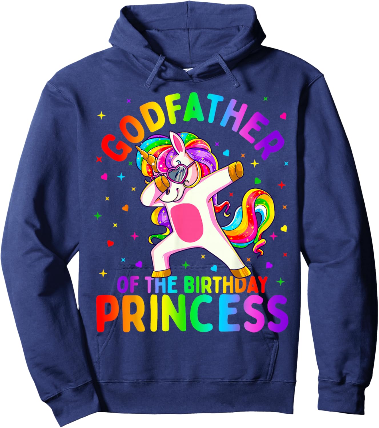 Godfather of the Birthday Princess Girl Dabbing Unicorn Hoodie - Hoodie | Navy
