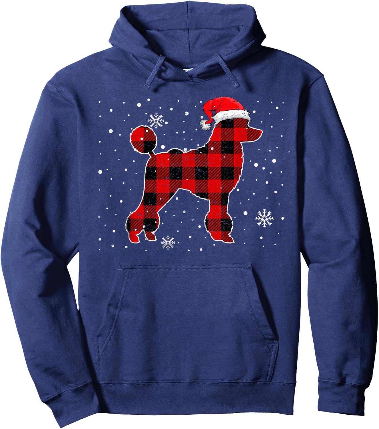 Christmas Buffalo Plaid Dog Shirt, Christmas Poodle Pajama Women Kids Hoodie - Hoodie | Navy