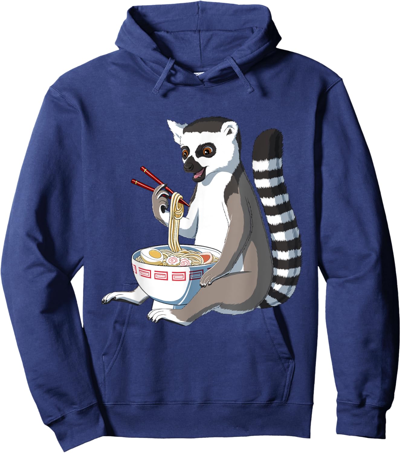 Lemur Gifts Japanese Anime Lemur Ramen Bowl - -Adults, Black, Small Hoodie - Hoodie | Navy