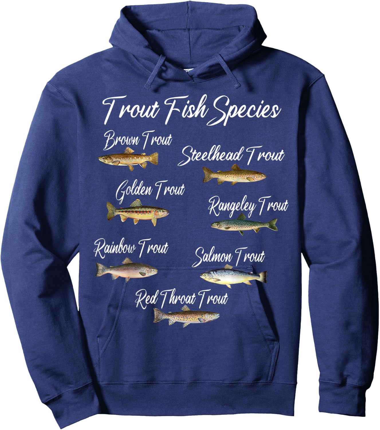 Types of Trout Fish Species Fishing Angling Outfit Hoodie - Hoodie | Navy