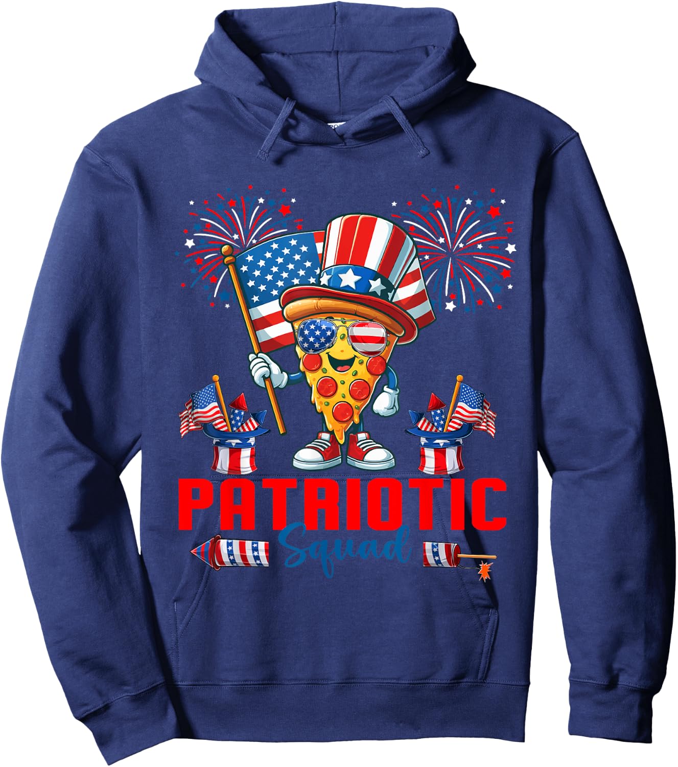 Patriotic Squad Pizza Sunglasses Flag Food Lover Patriotic Hoodie - Hoodie | Navy