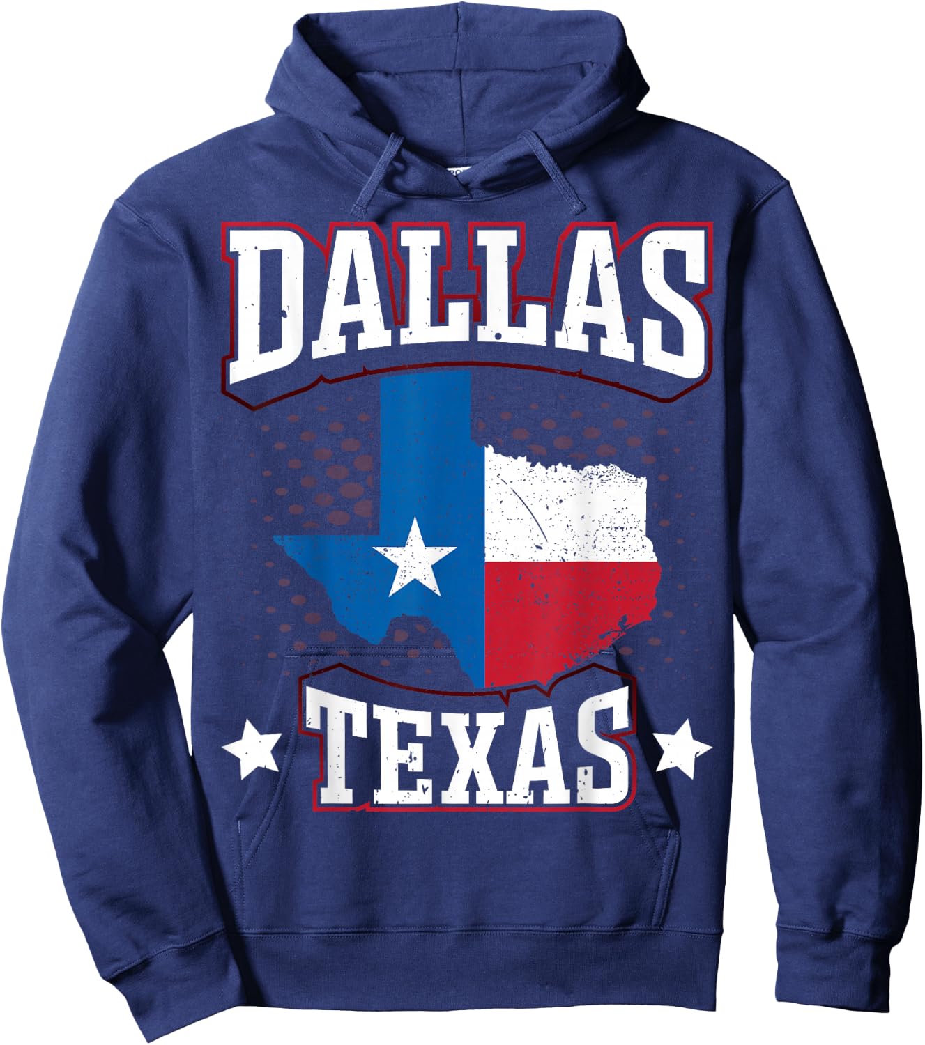 Dallas Texas Souvenirs Shirt Flag Map of Texas State Pride Hoodie - Hoodie | Navy