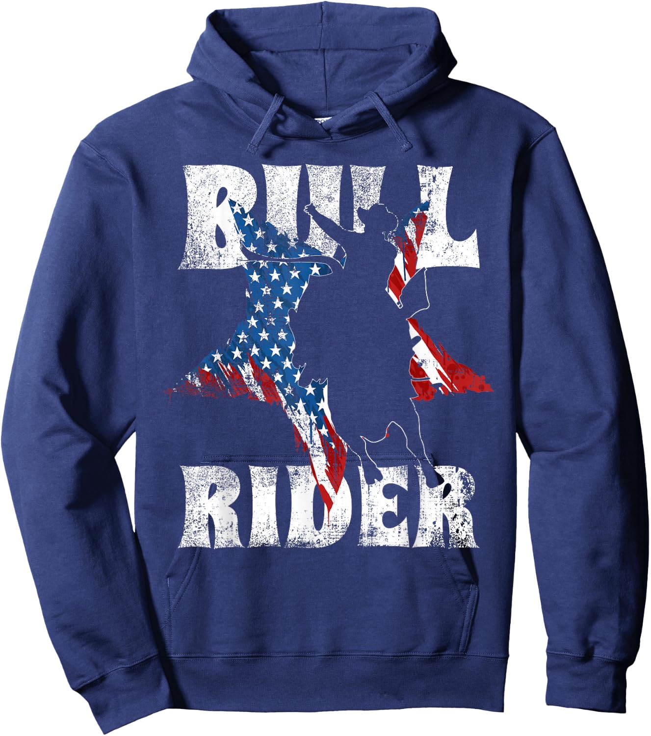 Western Bull Rider US Flag for American Bull Riding Chaps Hoodie - Hoodie | Navy