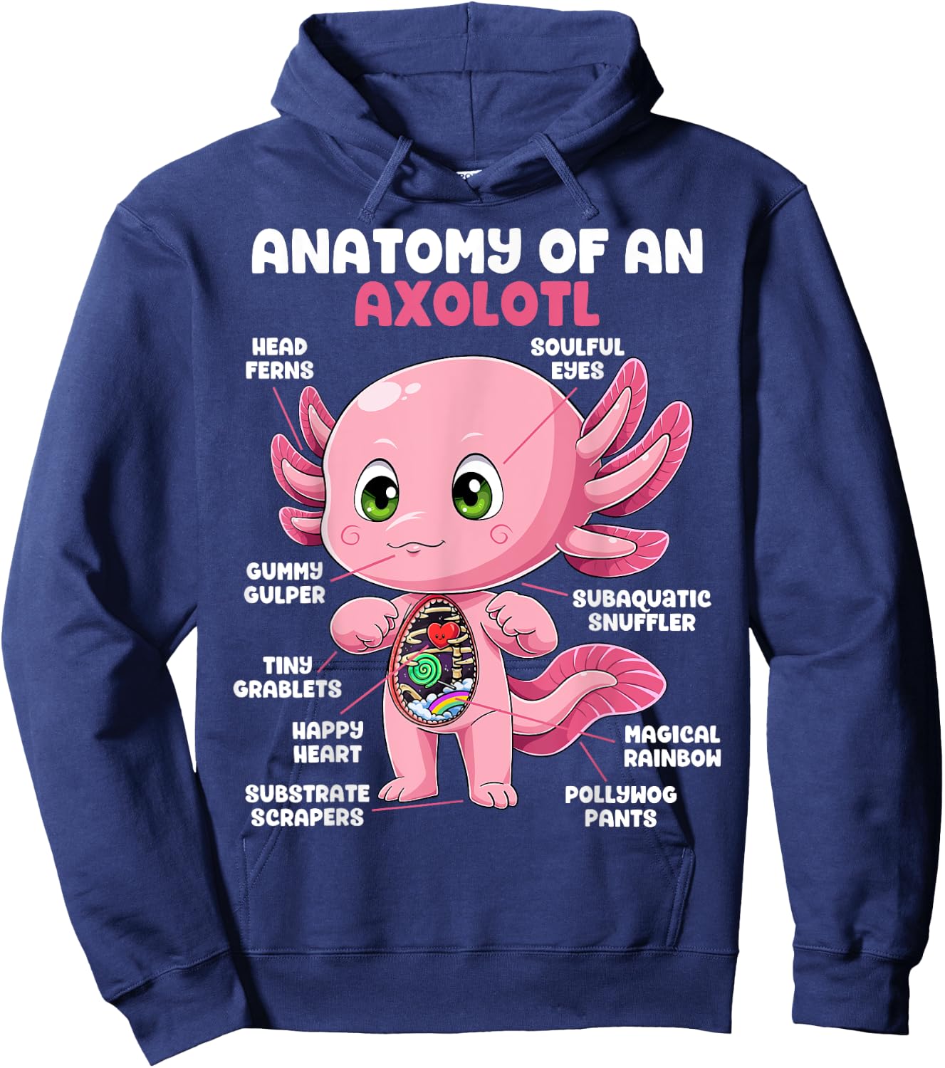 Axolotl Anatomy Shirt Anatomy of an Axolotl Biology Science Hoodie - Hoodie | Navy