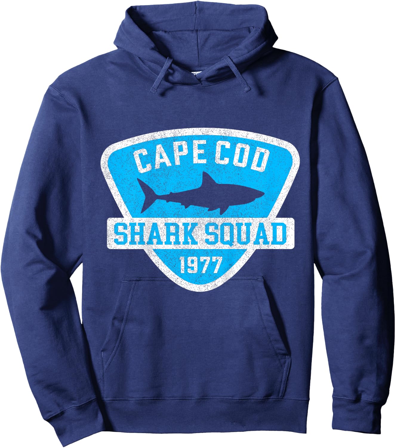 Vintage Cape Cod Massachusetts Shark Squad Vacation Souvenir Hoodie - Hoodie | Navy
