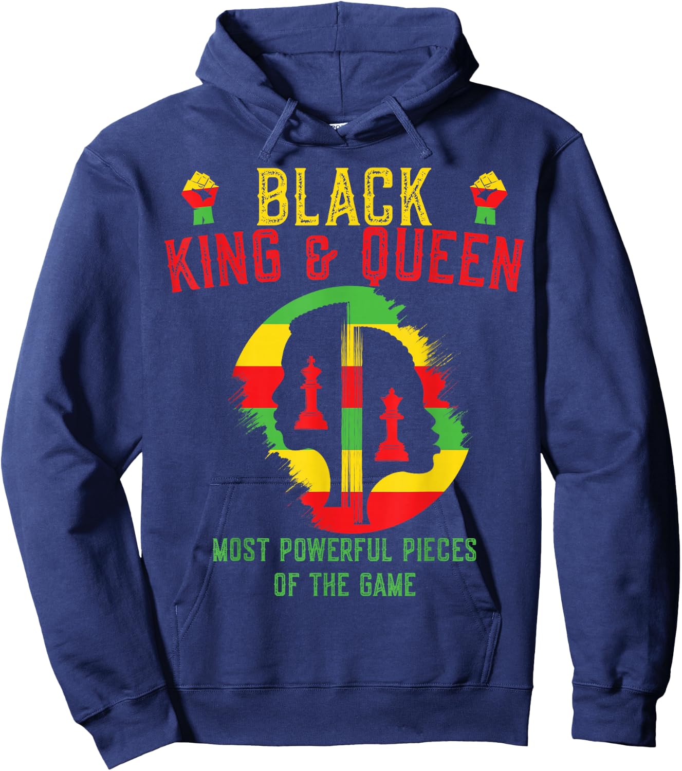 Black King and Queen Most Powerful Piece of the Game Hoodie - Hoodie | Navy