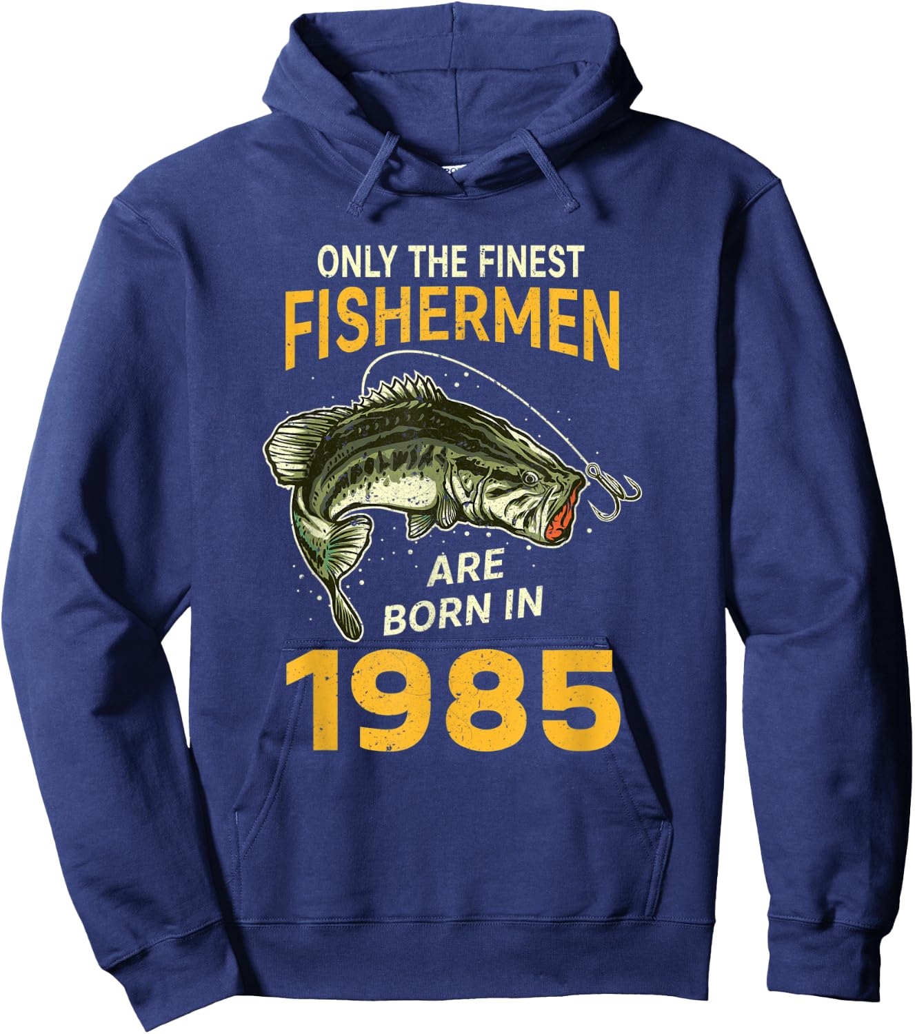 Finest Fisherman Born In 1985 Vintage Funny Fishing Birthday Hoodie - Hoodie | Navy