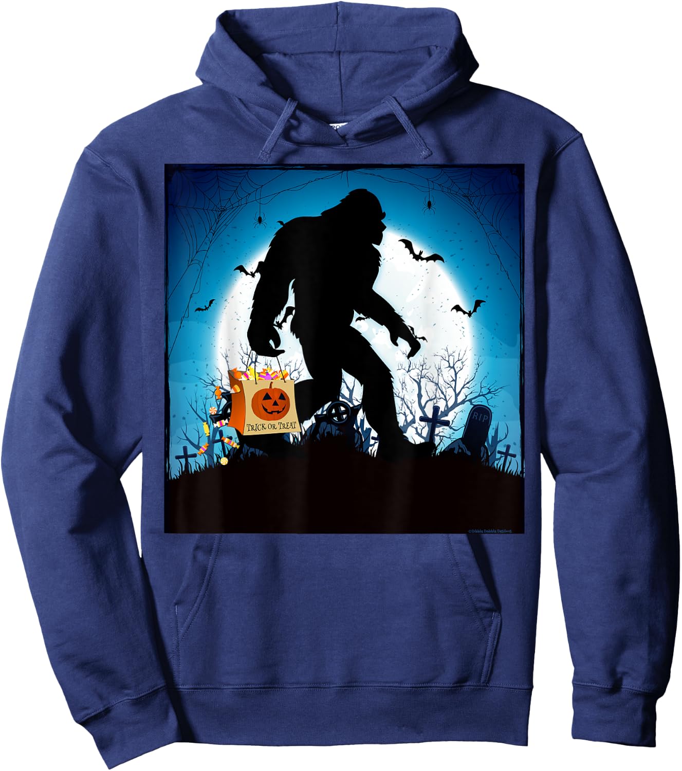 Spooky Halloween Bigfoot Trick or Treating Full Moon Bigfoot Hoodie - Hoodie | Navy
