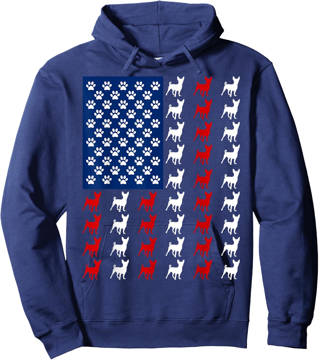 USA American Flag Chihuahua Lovers Fourth of July Patriotic Hoodie - Hoodie | Navy