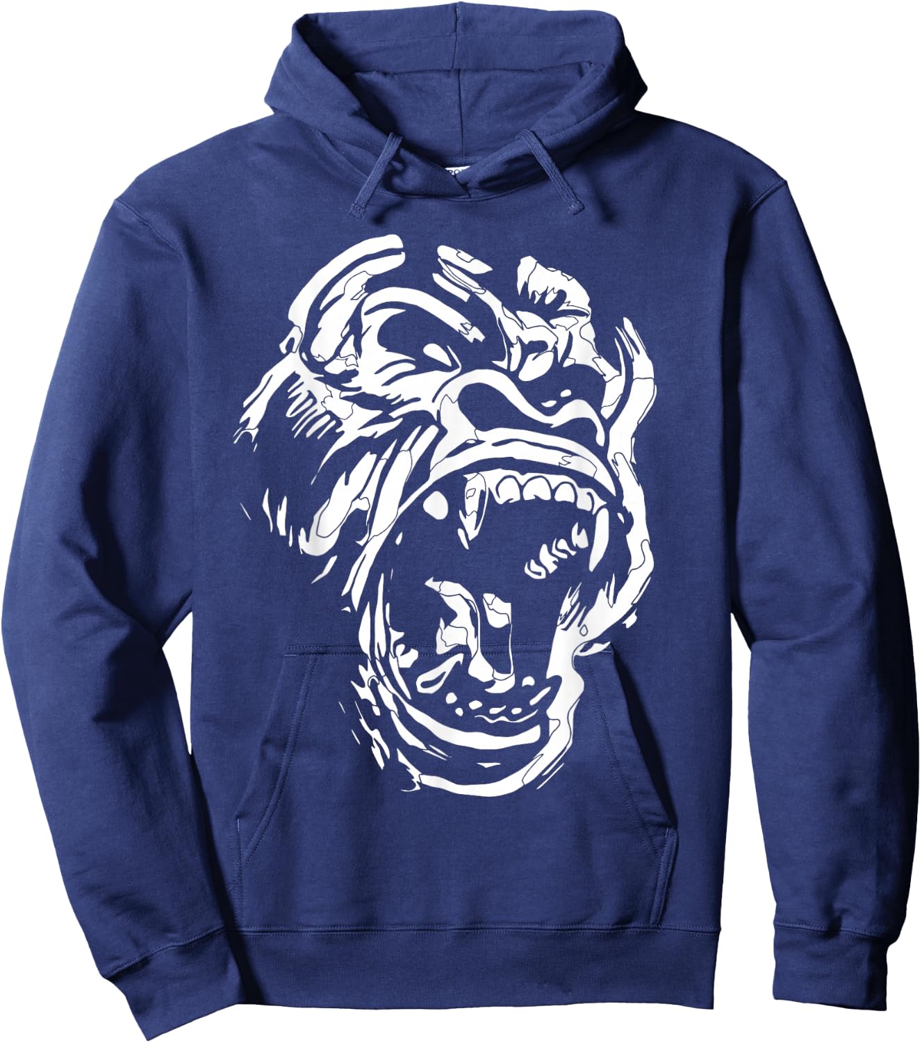 Angry Gorilla Shirt Silverback White Fierce Great Ape Gift Hoodie - Hoodie | Navy