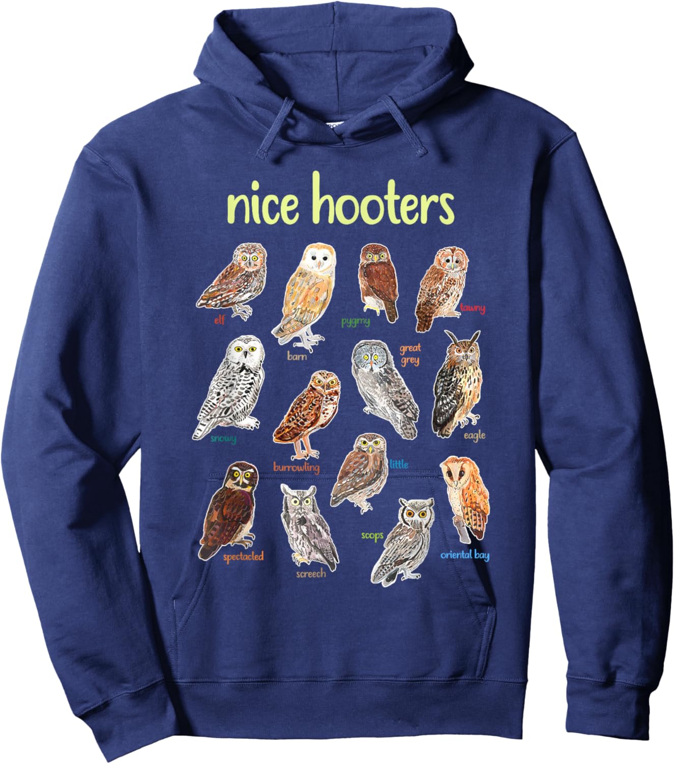 Nice Hooters Owl Bird Pun Funny Adult Joke Birdwatcher Hoodie - Hoodie | Navy