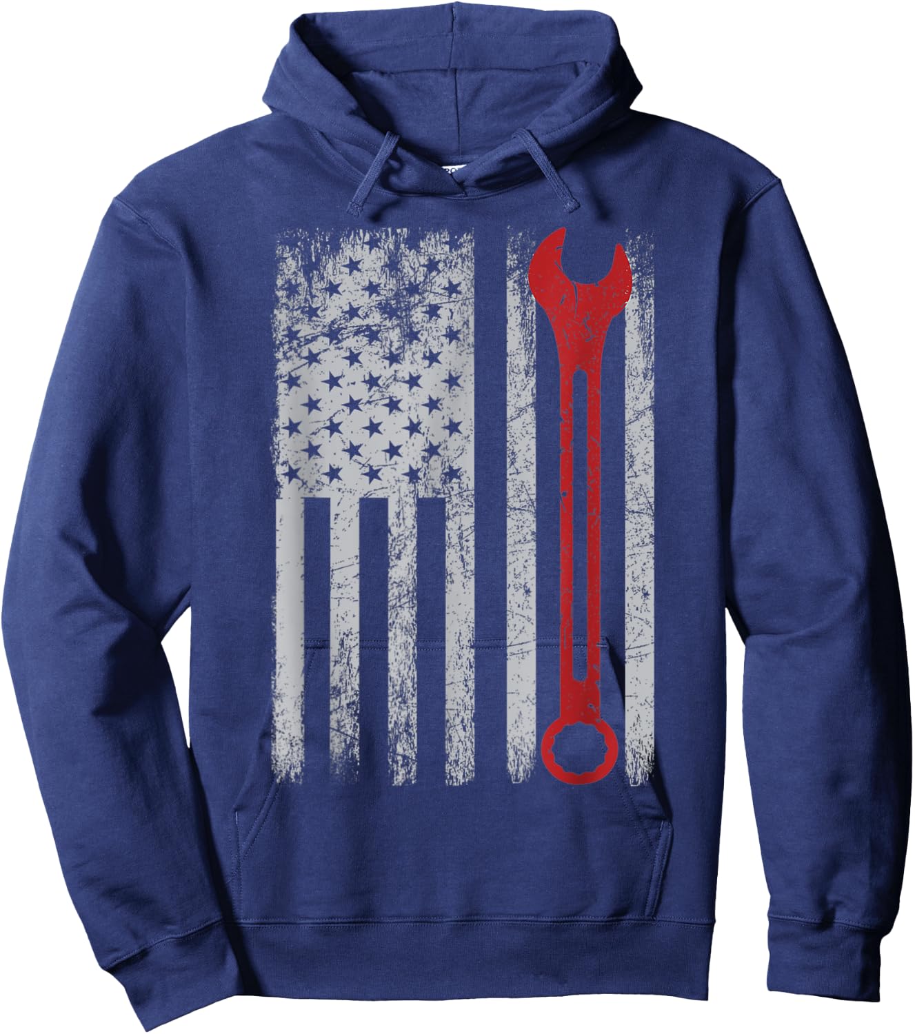 USA Flag Auto Repairman Car Mechanic Wrench Workshop Tools Hoodie - Hoodie | Navy