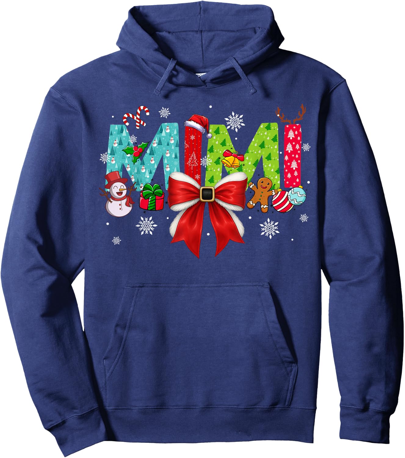 Christmas Mimi Coquette Bow Mimi Christmas Hoodie - Hoodie | Navy