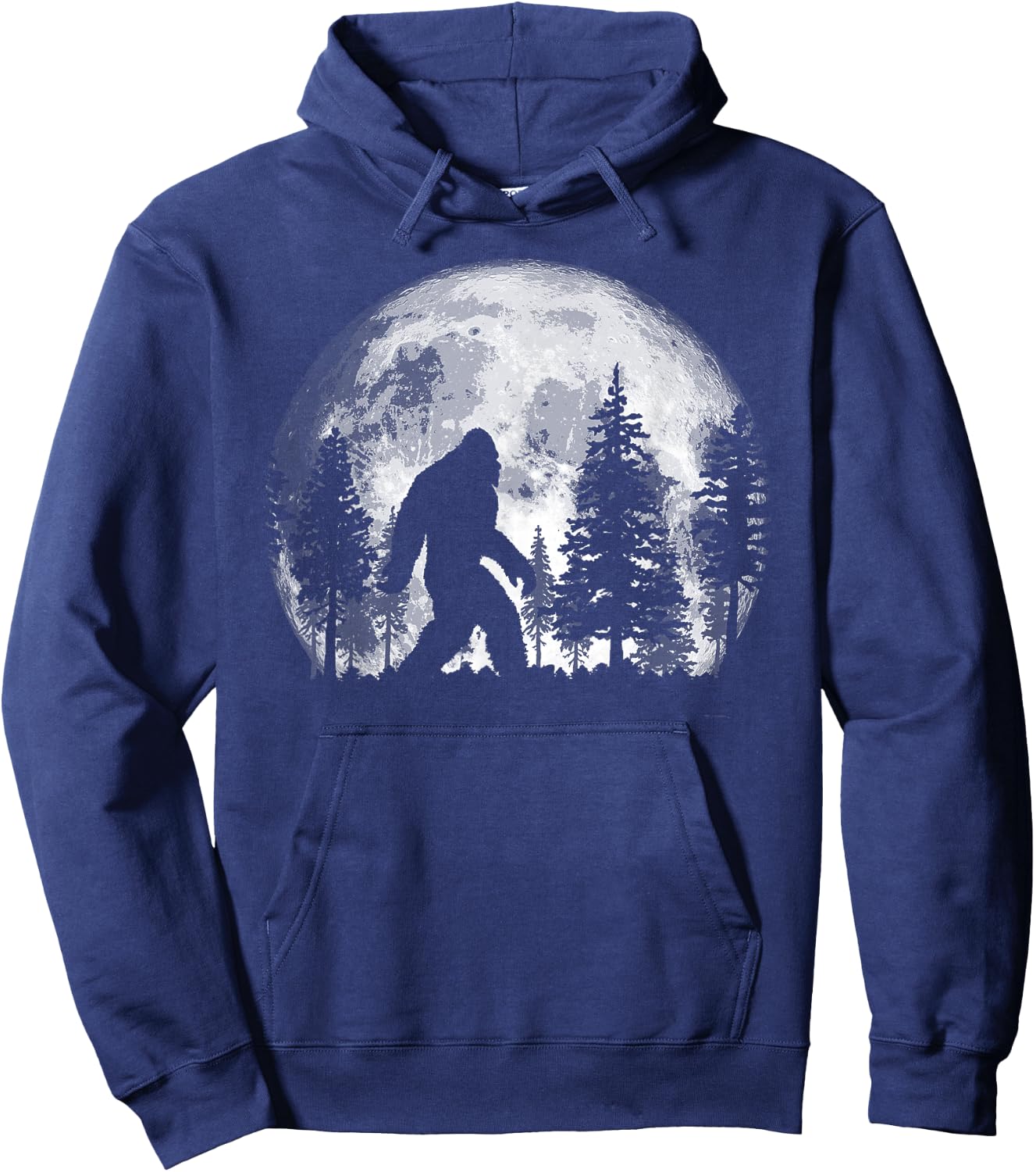 Bigfoot in The Forest Hiding at Night Full Moon Trees Nature Hoodie - Hoodie | Navy