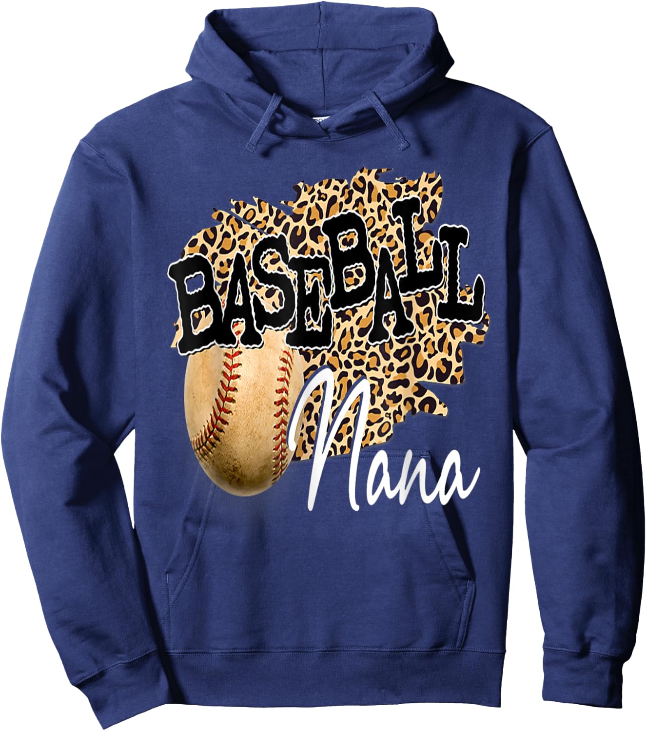 Baseball Nana Leopard Mother's Day women boys girls Hoodie - Hoodie | Navy