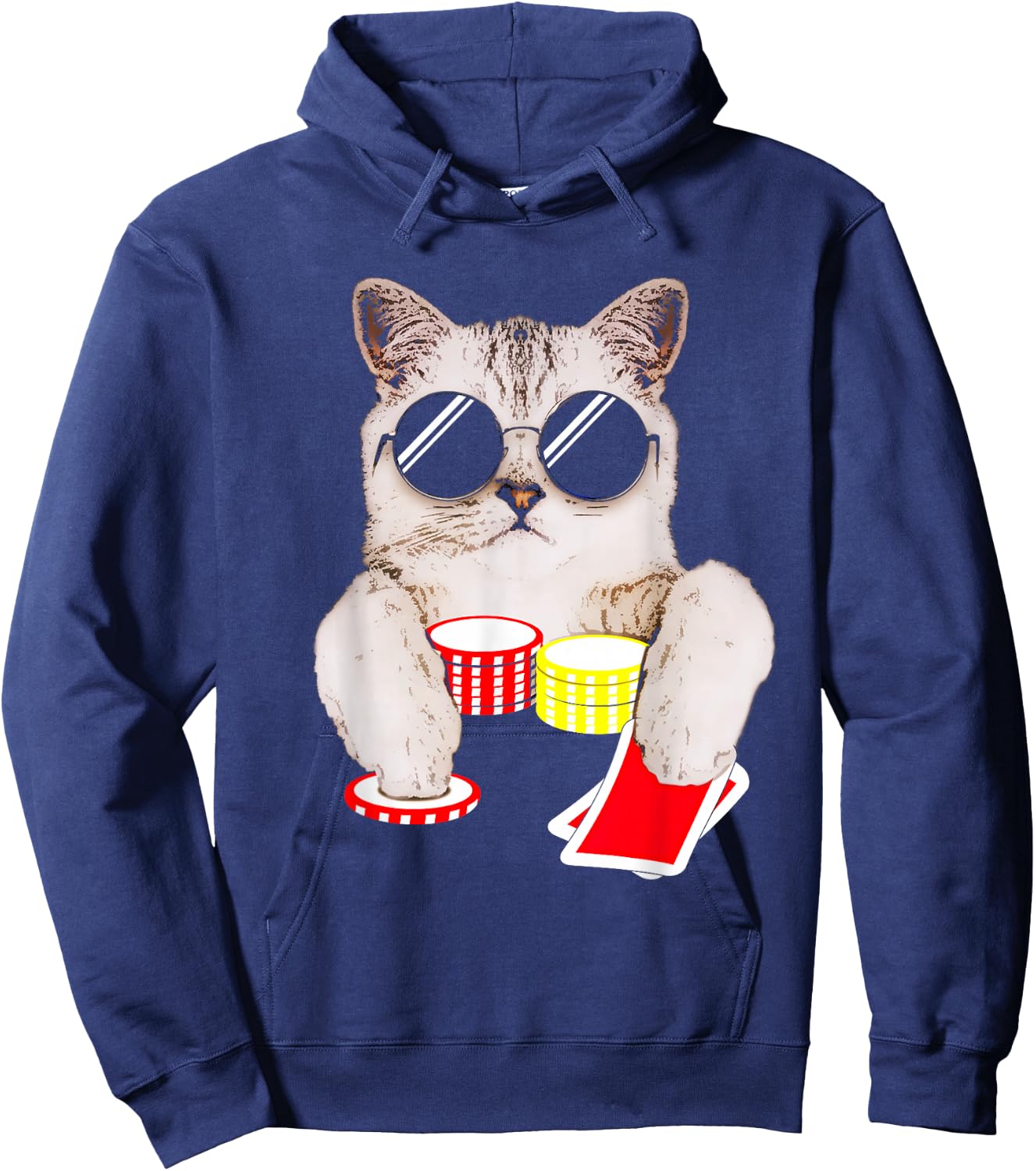 Texas Holdem Poker Cat Hoodie - Hoodie | Navy