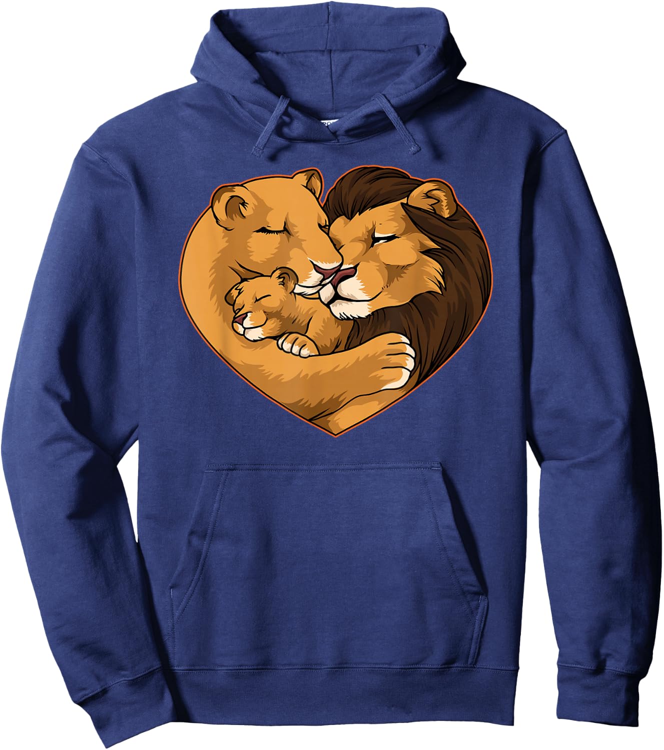 Baby Announcement Lion Family Of Three Parents Matching Hoodie - Hoodie | Navy