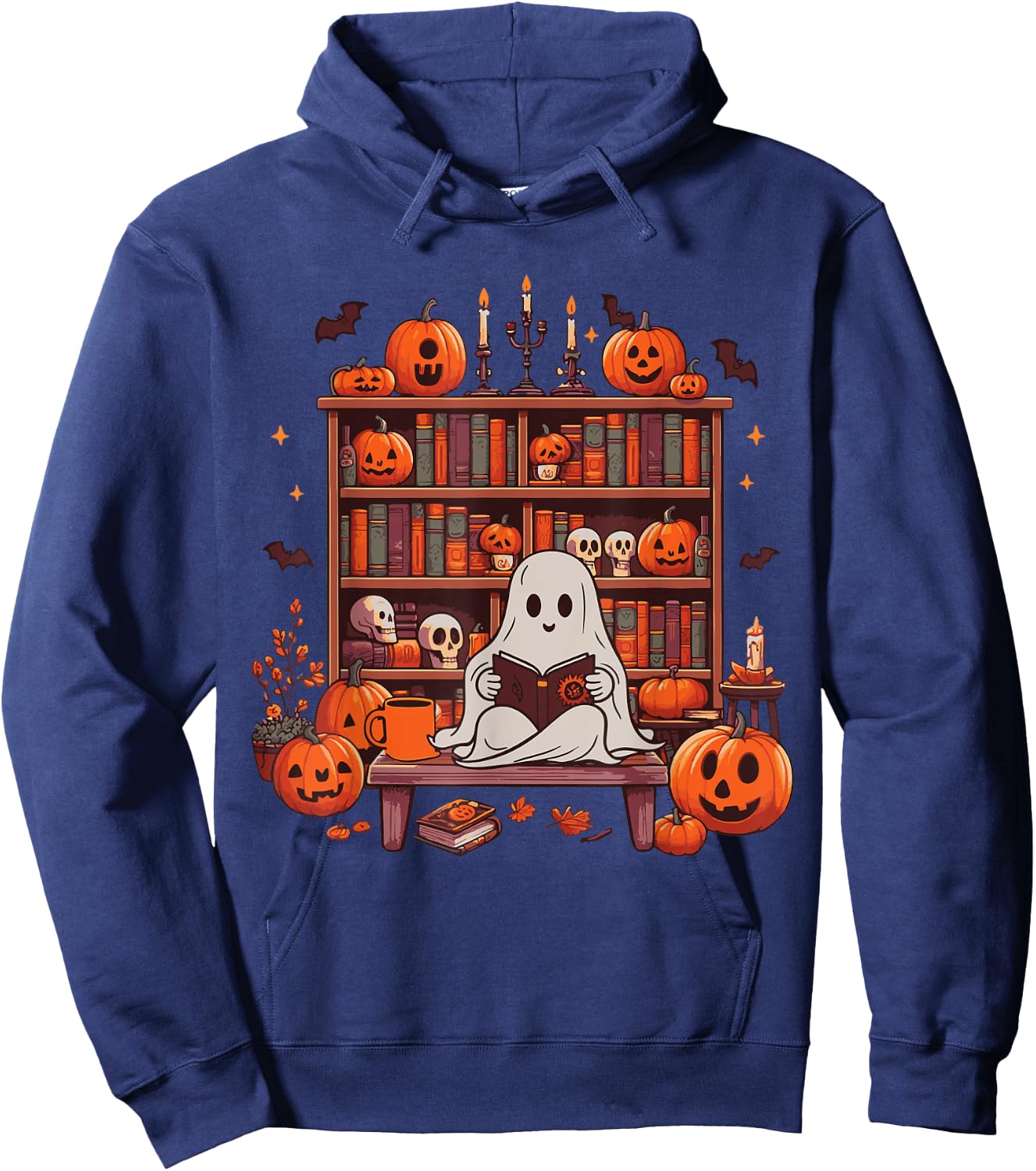 Ghost Book Reader, Reading Book lover Halloween Hoodie - Hoodie | Navy