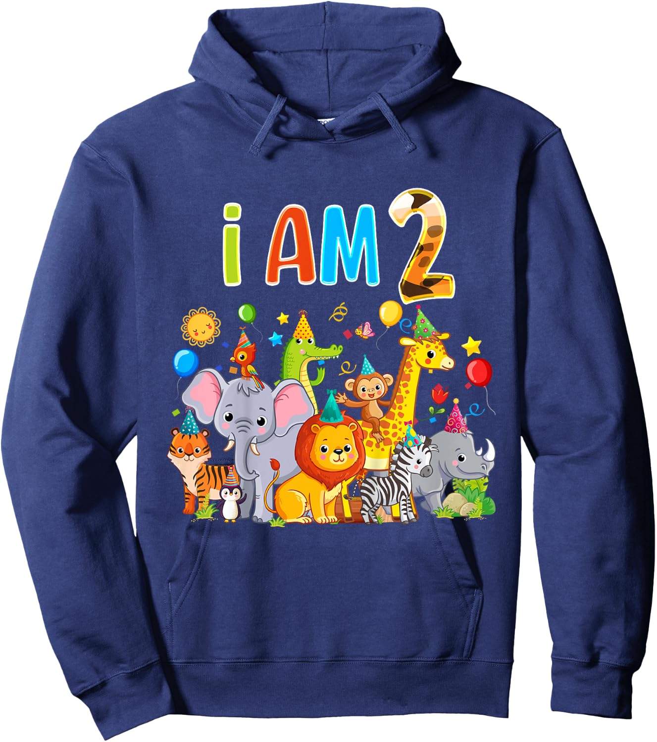 2 Year Old Zoo Animal Birthday Safari Jungle Animal 1th Kids Hoodie - Hoodie | Navy