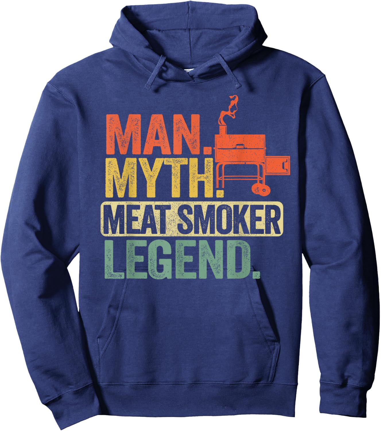 Man Myth Meat Smoker Legend Dad Grillfather BBQ Meat Smoking Hoodie - Hoodie | Navy