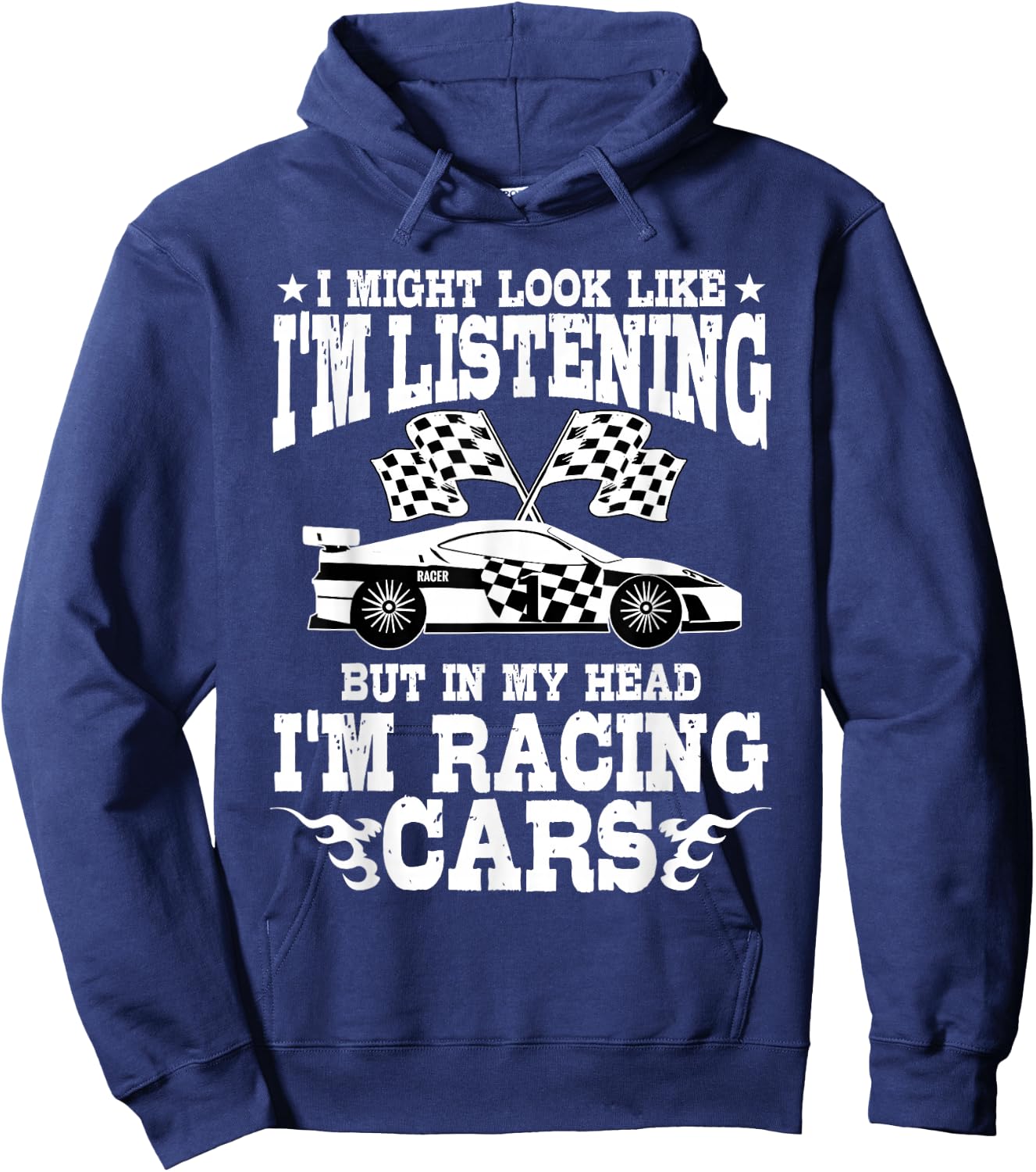 Racer Race Fast Cars Track Racetrack Racing Racers Raceday Hoodie - Hoodie | Navy