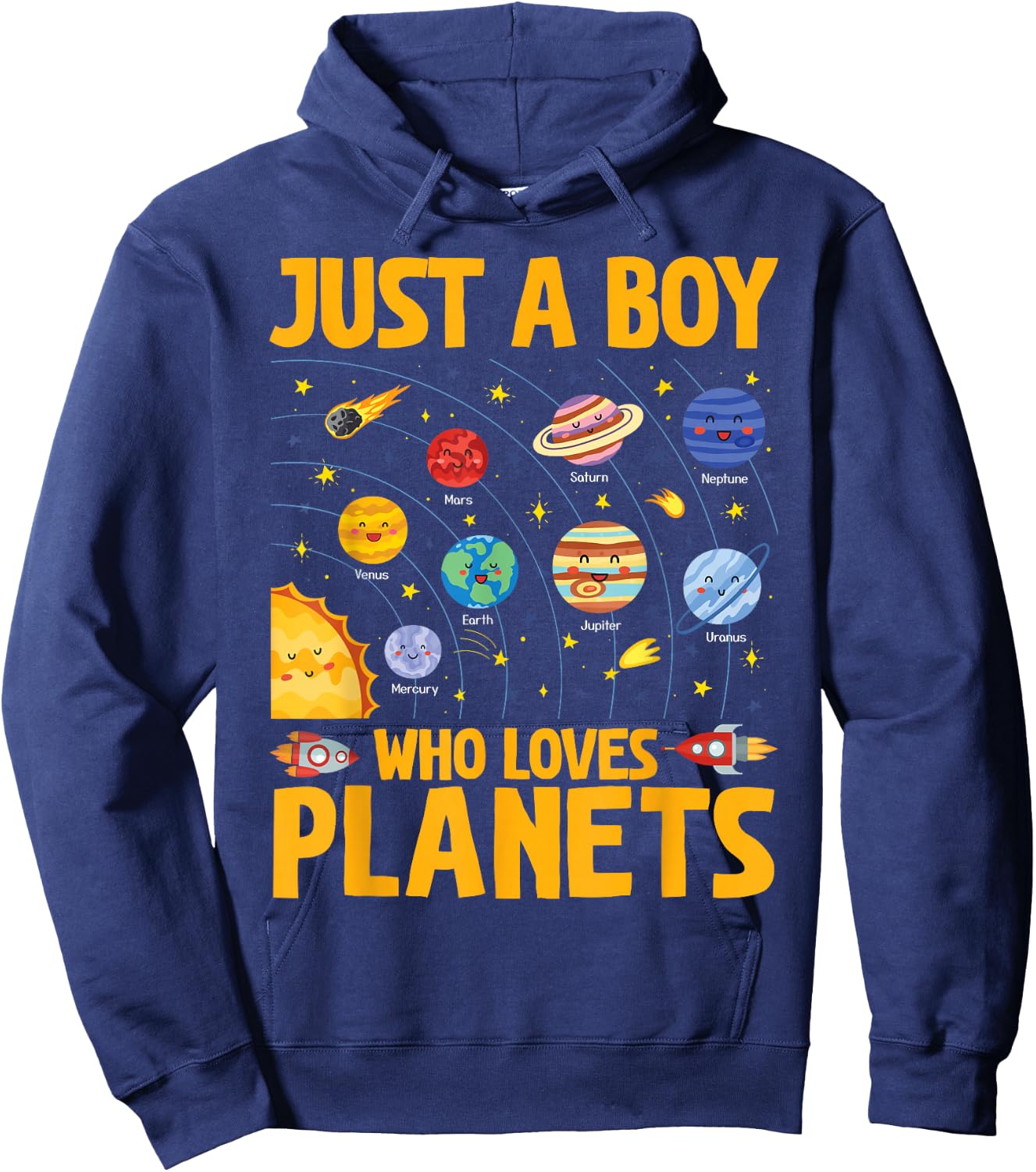 Just A Boy Who Loves Planets Solar System Kids Space Science Hoodie - Hoodie | Navy