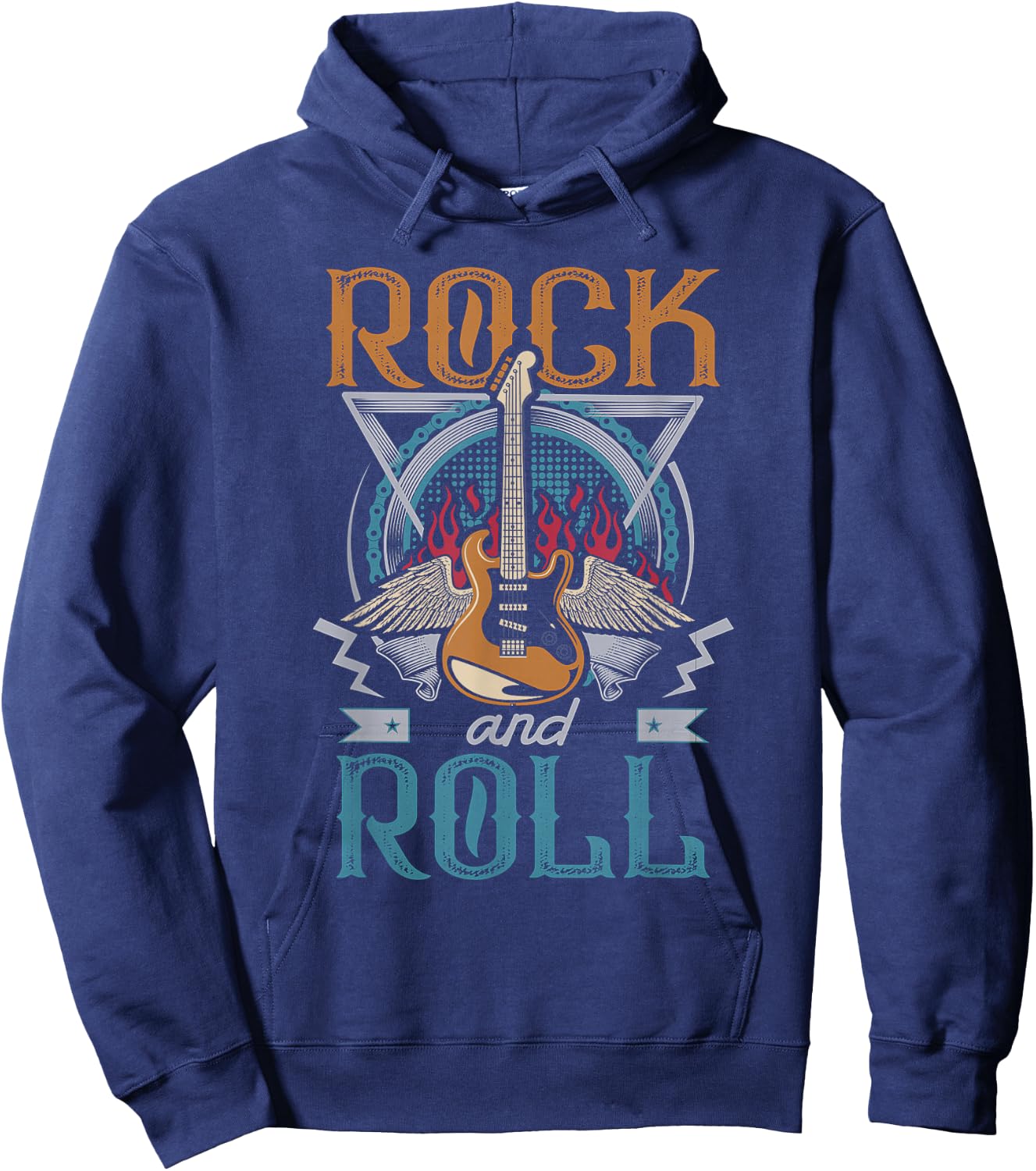 Vintage Retro 80s Rock & Roll Music Guitar Wings Hoodie - Hoodie | Navy