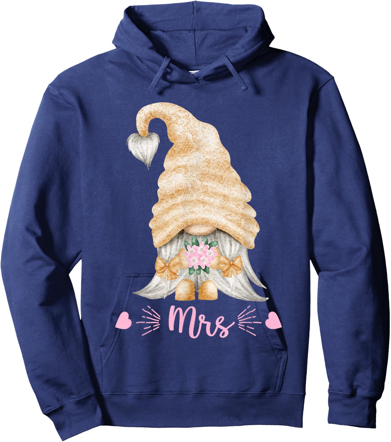 Funny Mrs And Mr Gnome Wedding - Cute Gnomie Bride Hoodie - Hoodie | Navy