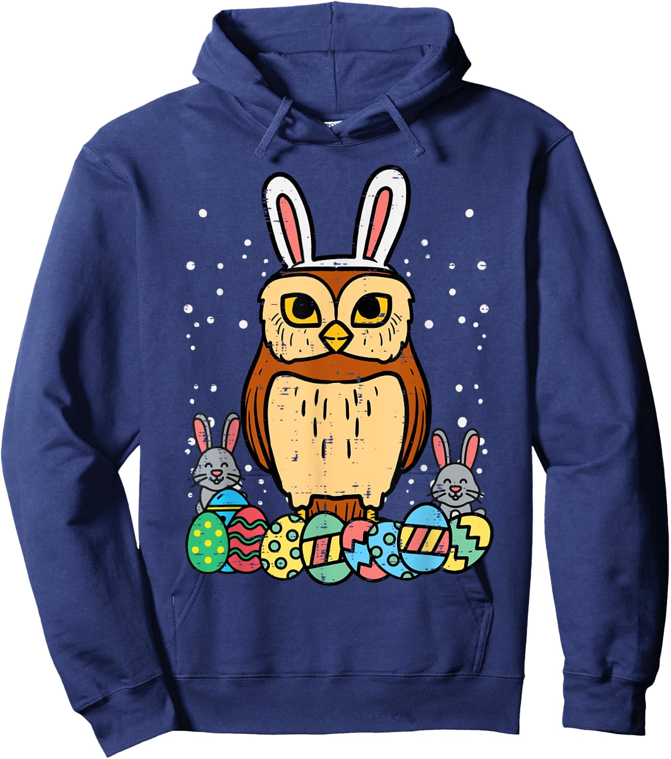 Easter Owl Eggs Bunnies Cute Animal Bird Men Women Kids Hoodie - Hoodie | Navy