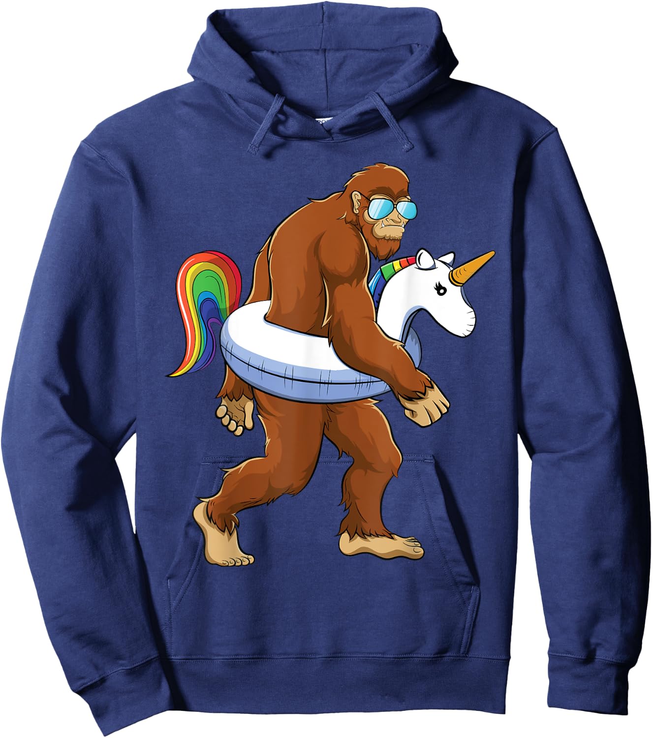 Unicorn Bigfoot Sasquatch Pool Party Boys Girls Funny Summer Hoodie - Hoodie | Navy