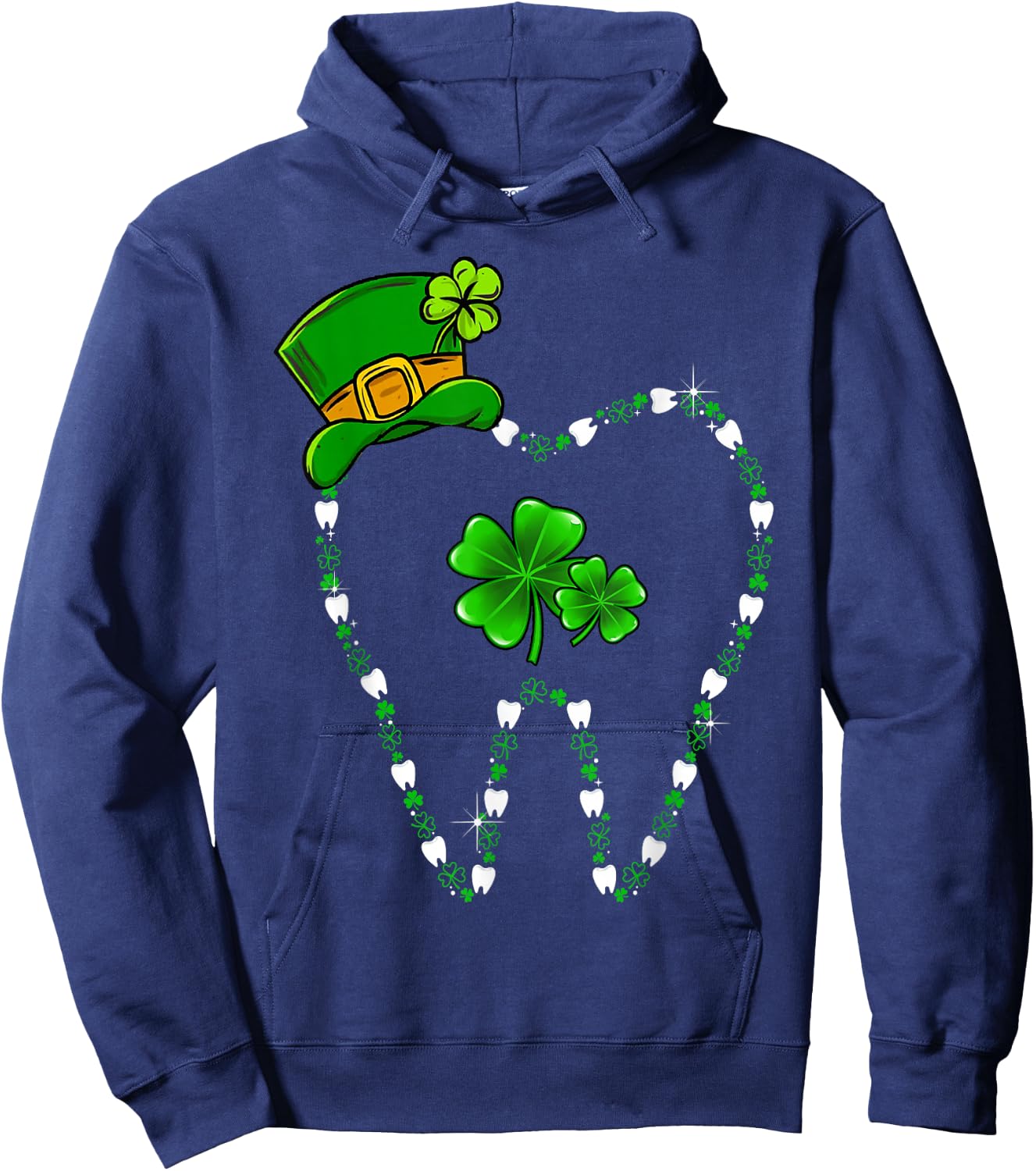 Irish Shamrock Tooth Dental Assistant St Patrick's Day Hoodie - Hoodie | Navy