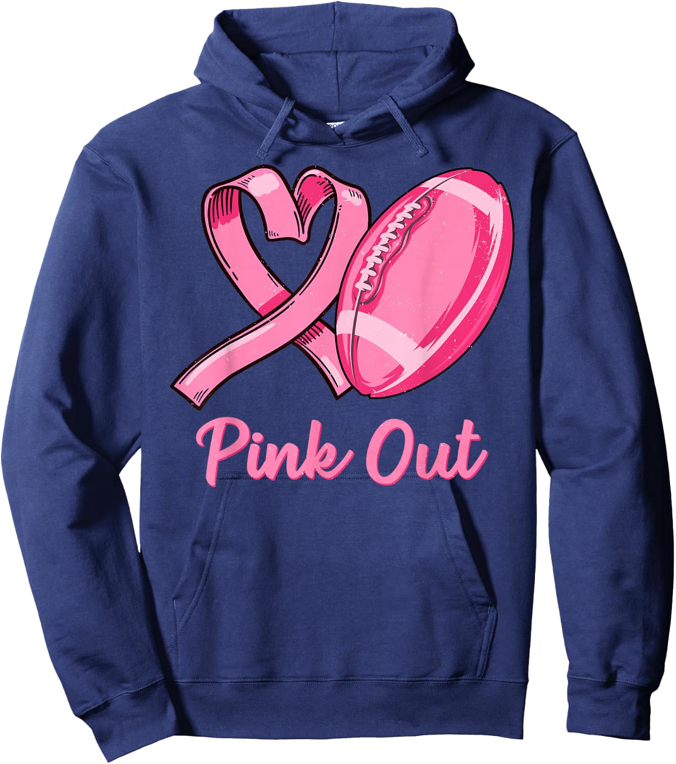 Pink Out Breast Cancer Awareness Bleached Football Mom Girls Hoodie - Hoodie | Navy