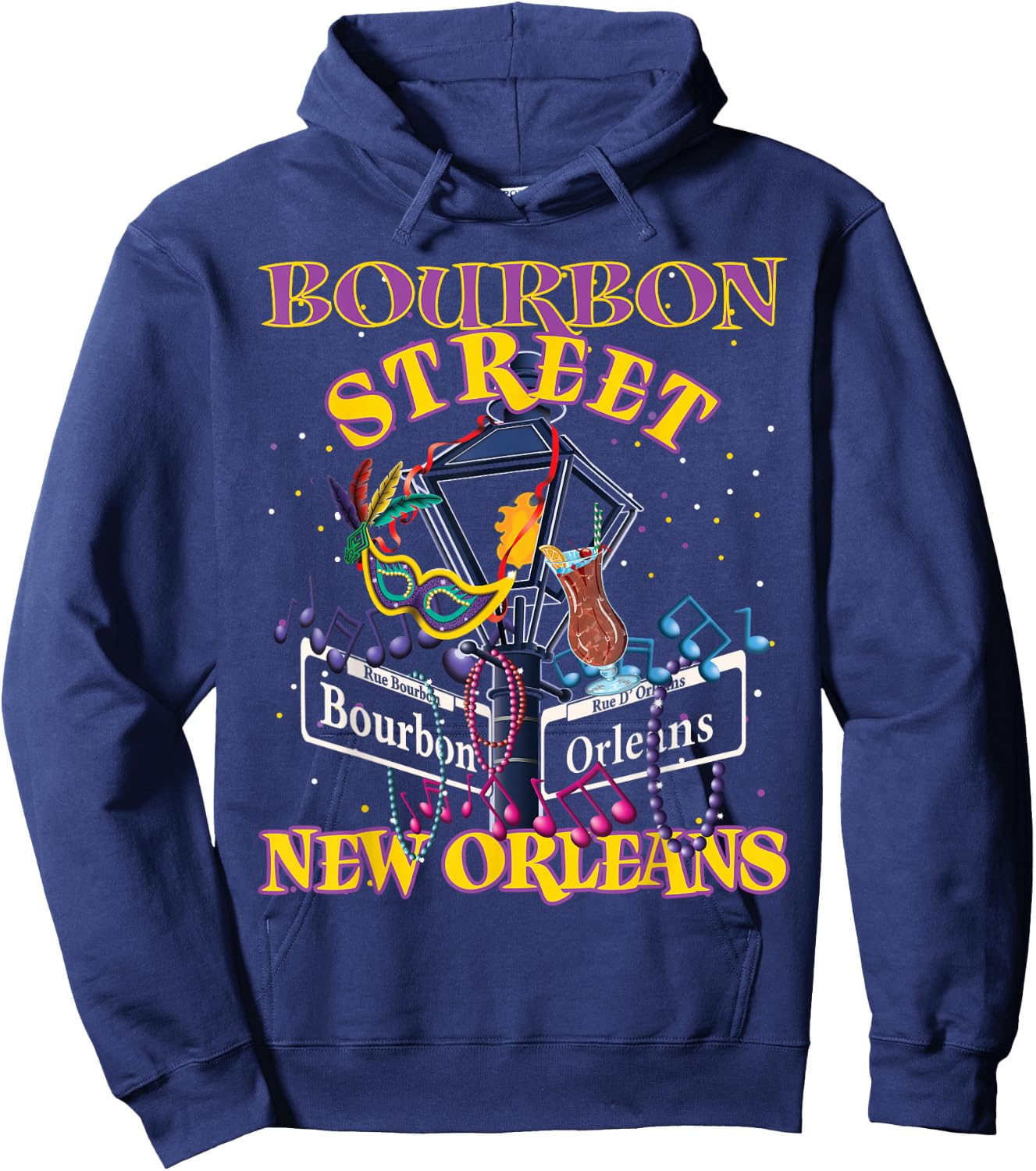 New Orleans Bourbon Street French Quarter 2026 NOLA Hoodie - Hoodie | Navy