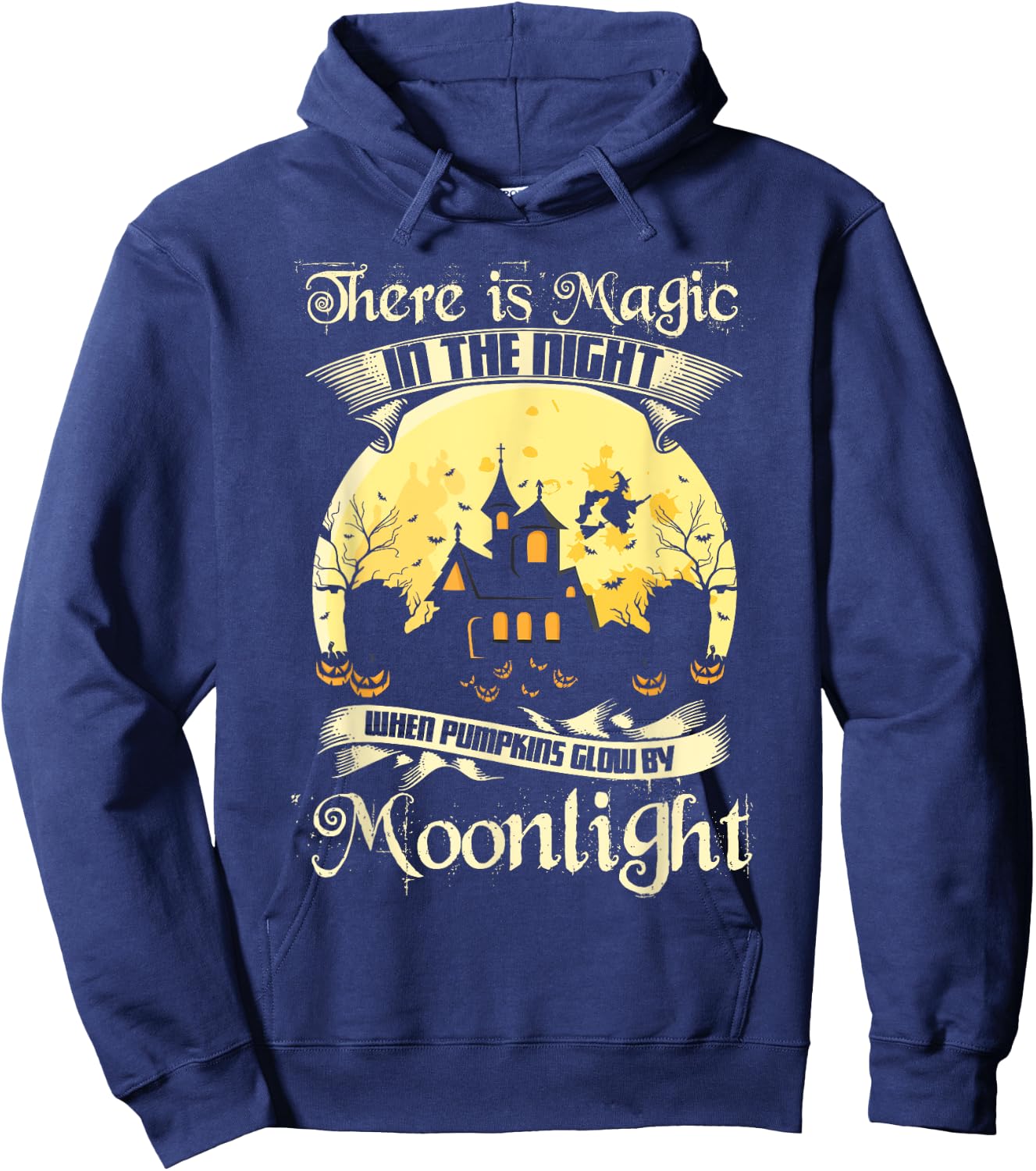 Magic In The Night Pumpkins Glow Moonlight Halloween Shirt Hoodie - Hoodie | Navy