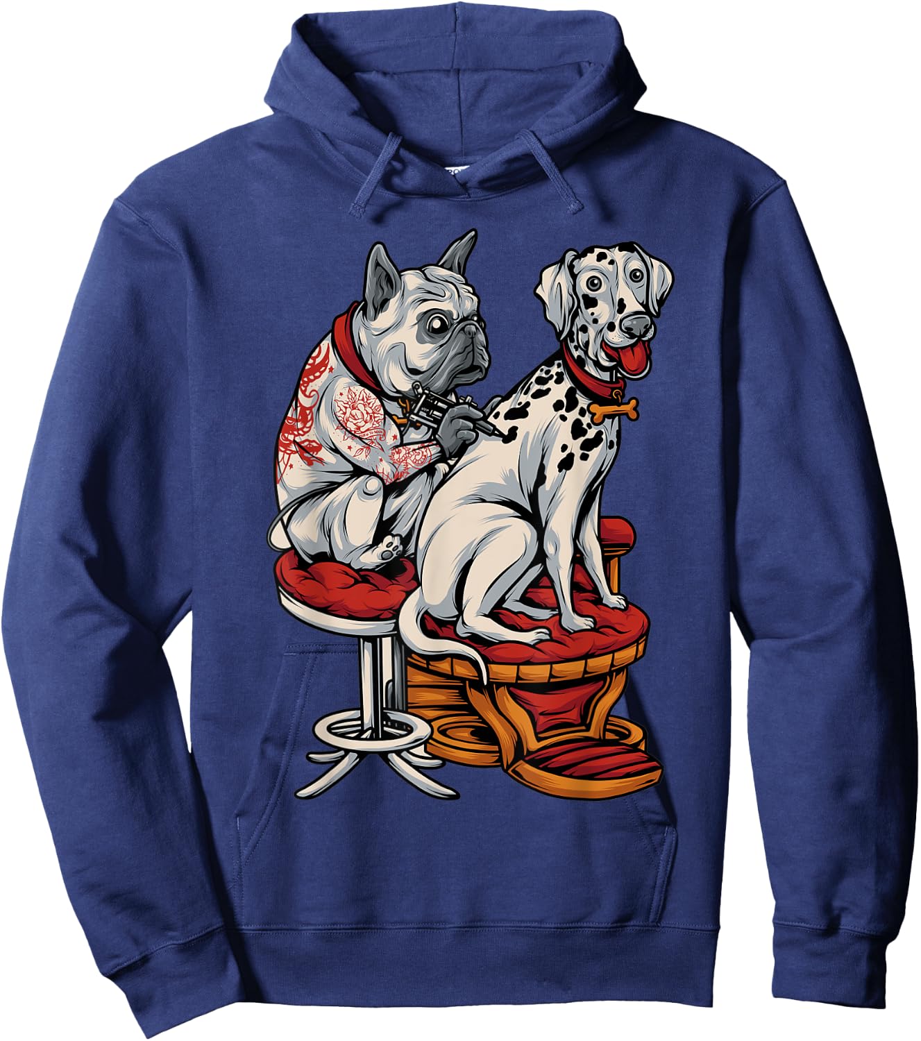 Frenchie Pug Dalmatian French Bulldog Tattoo Hoodie - Hoodie | Navy