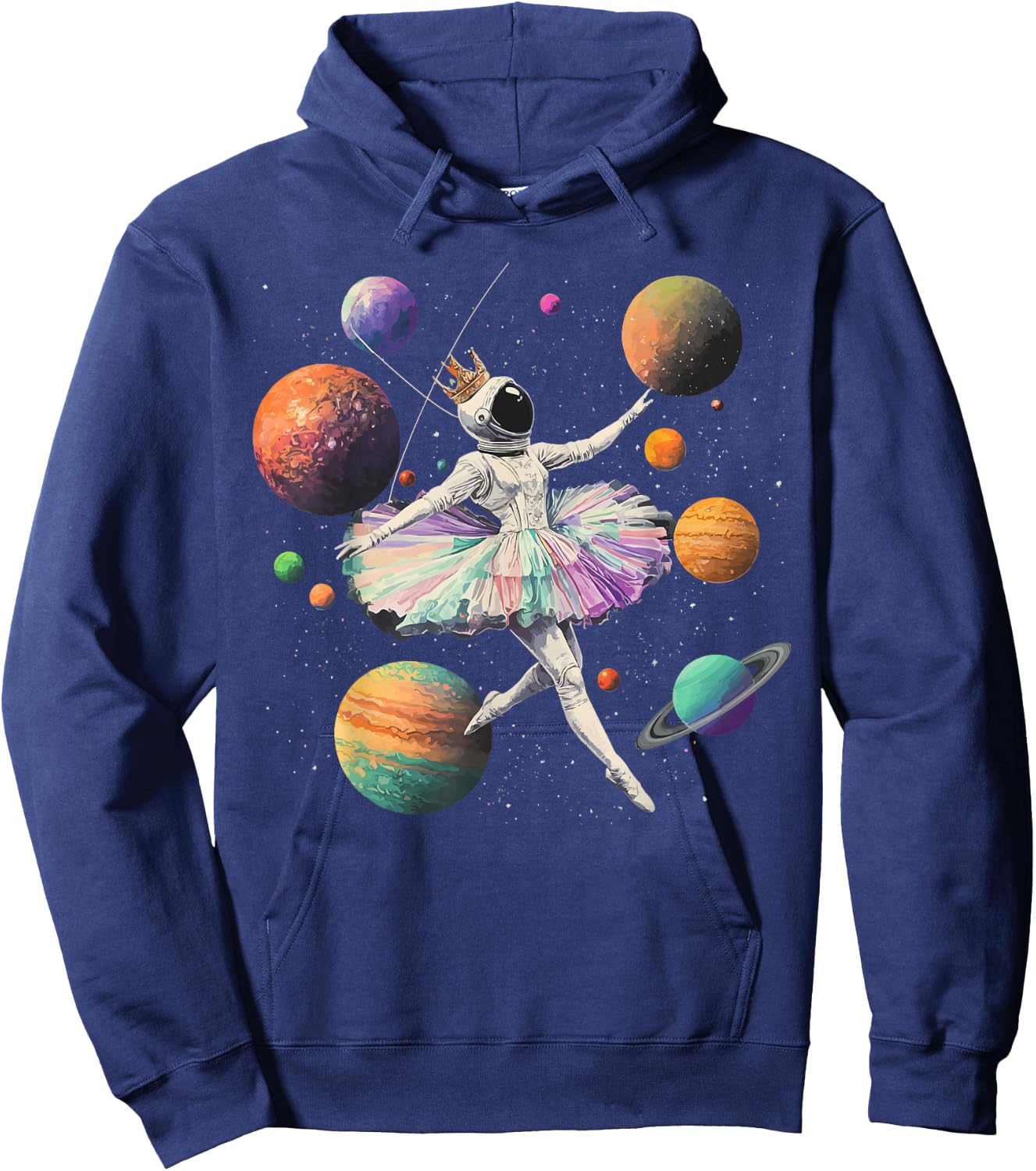 Astronaut Ballerina Dancing In Space Planets Galaxy Kid Girl Hoodie - Hoodie | Navy