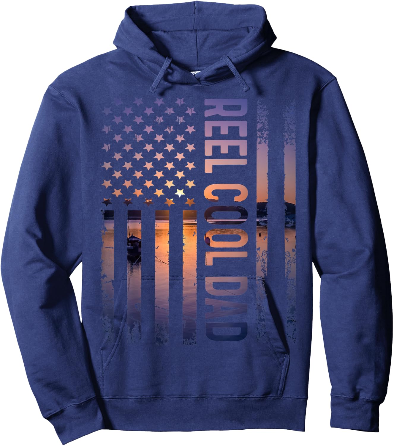 Reel Cool Dad Vintage Patriotic Daddy On Father's Day Hoodie - Hoodie | Navy